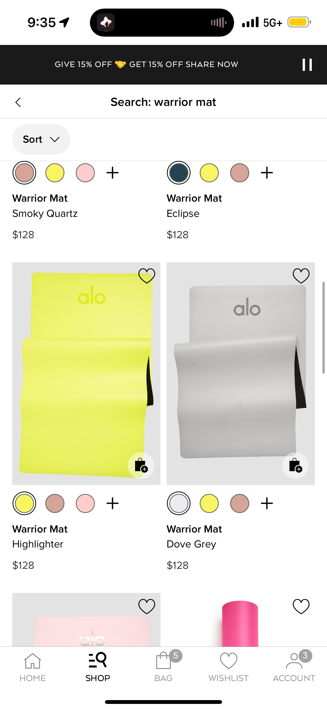 Alo Warrior Mat in Highlighter Yellow Yoga Mat NEW Neon Non Slip