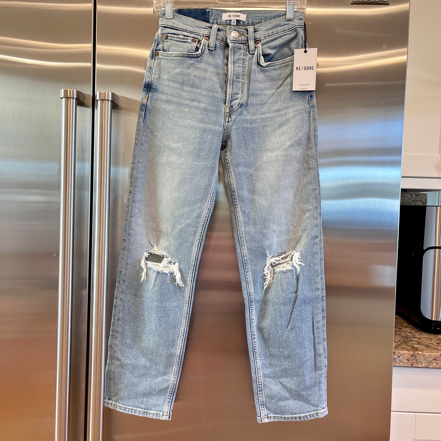 Redone 70s Stove Pipe Jeans Light Wash Ankle Cropped Re/Done Denim Jeans