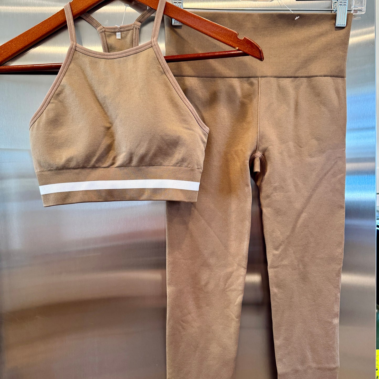 The Upside Form Seamless SET- 25 In Midi Pant and Angie Bra in Brown
