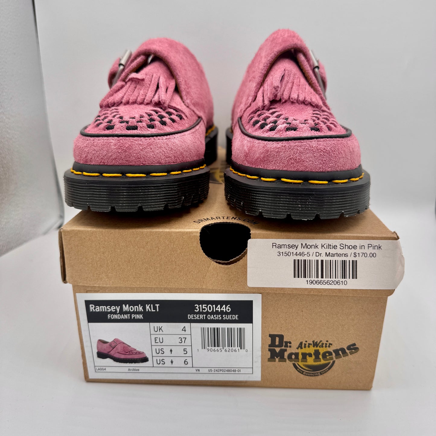 Dr. Marten Ramsey Monk KLT Creeper in Fondant Pink Suede Leather UNISEX