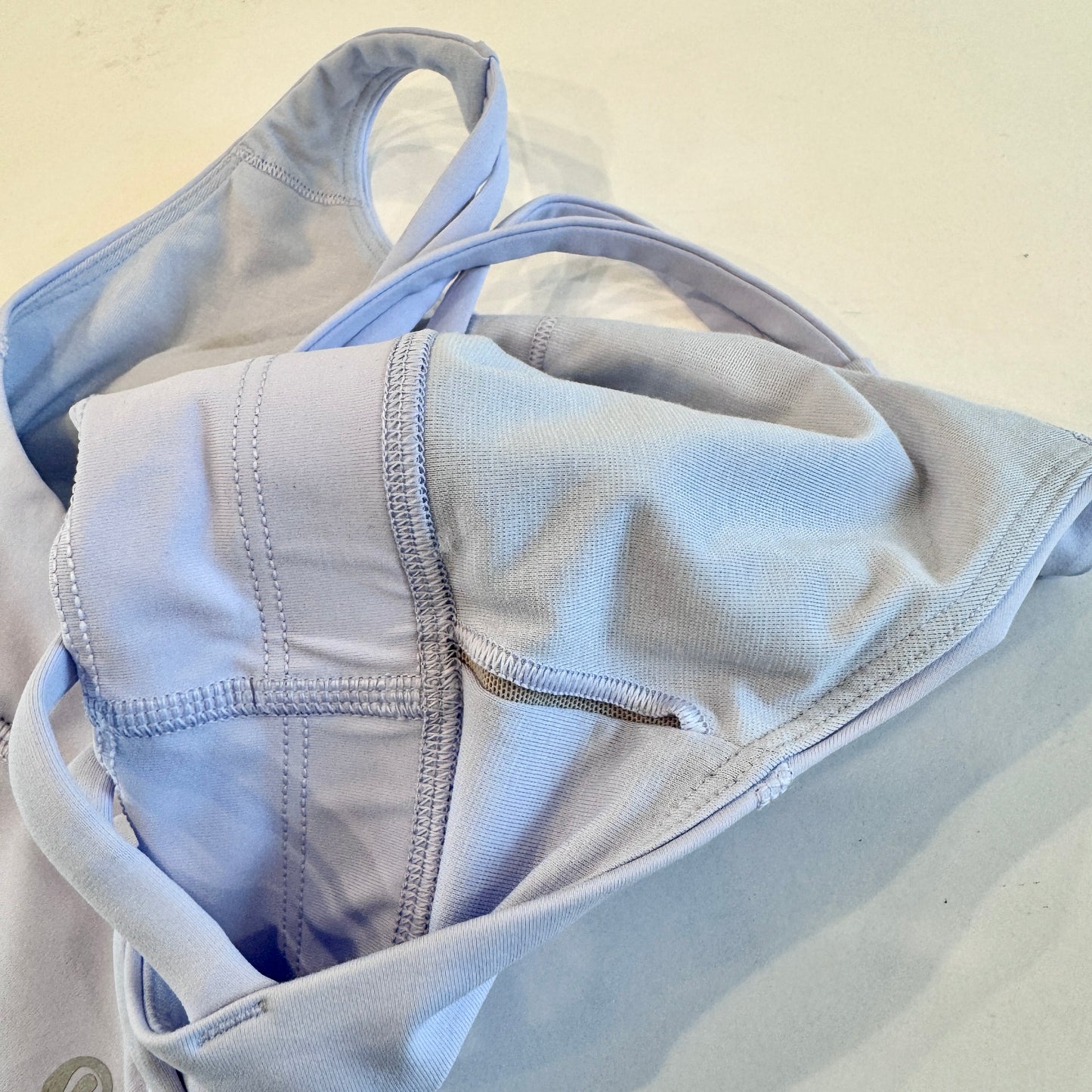 Lululemon Energy Long Sports Bra in Pastel Blue Light Purple Soul Cycle