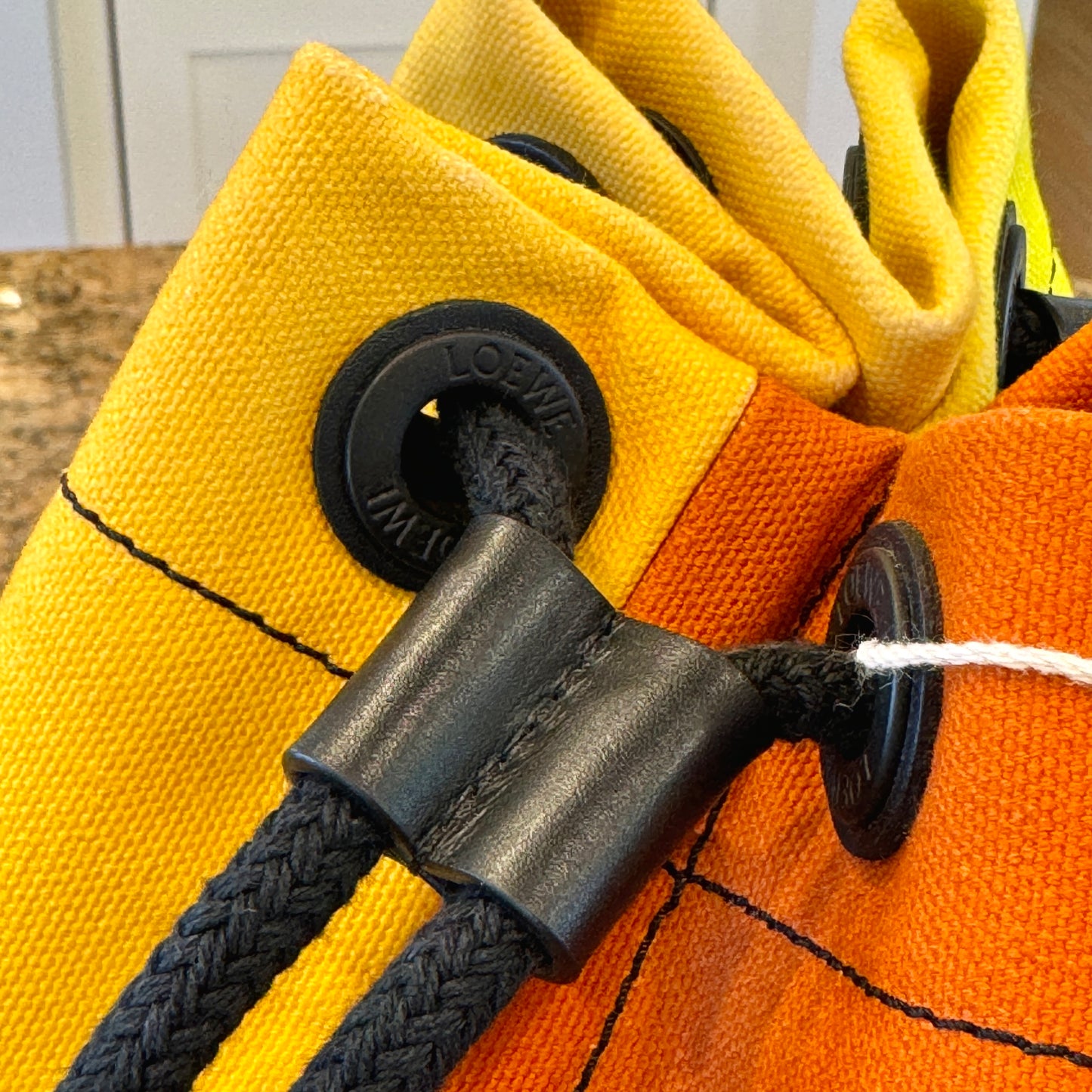 Loewe Large Sailor Bag Paula's Ibiza Yellow Orange Logo Leather Canvas Purse
