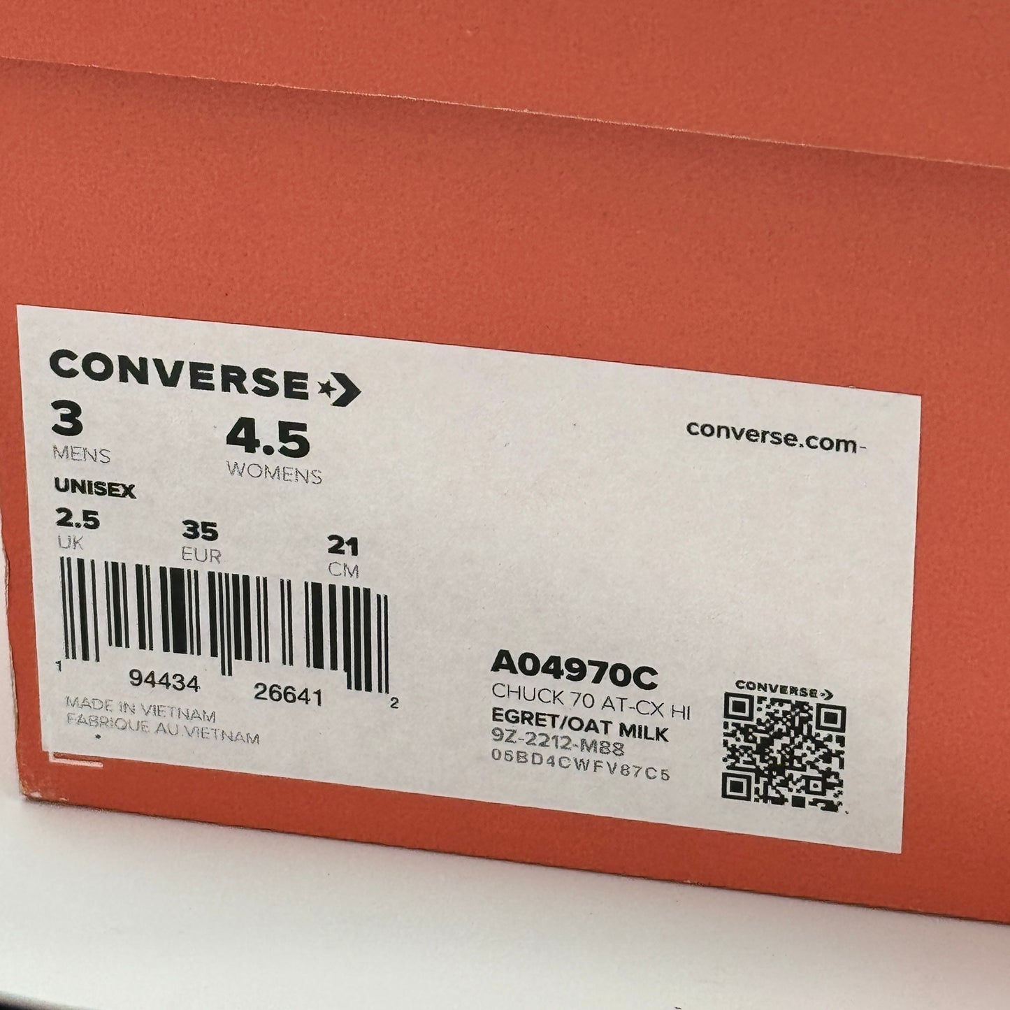 Converse 70 AT CX Hi in Egret / Oatmilk Classic Hightop Off White Chuck Taylor