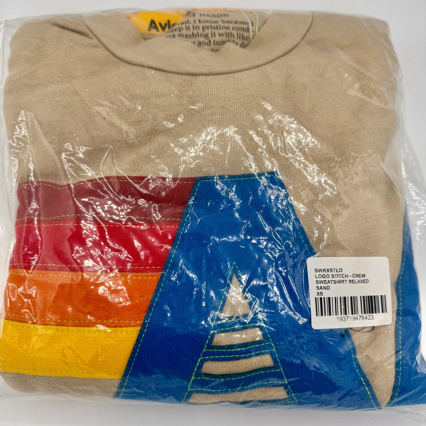 Aviator Nation Beige Crewneck Sweatshirt Embroidered Stitched Logo