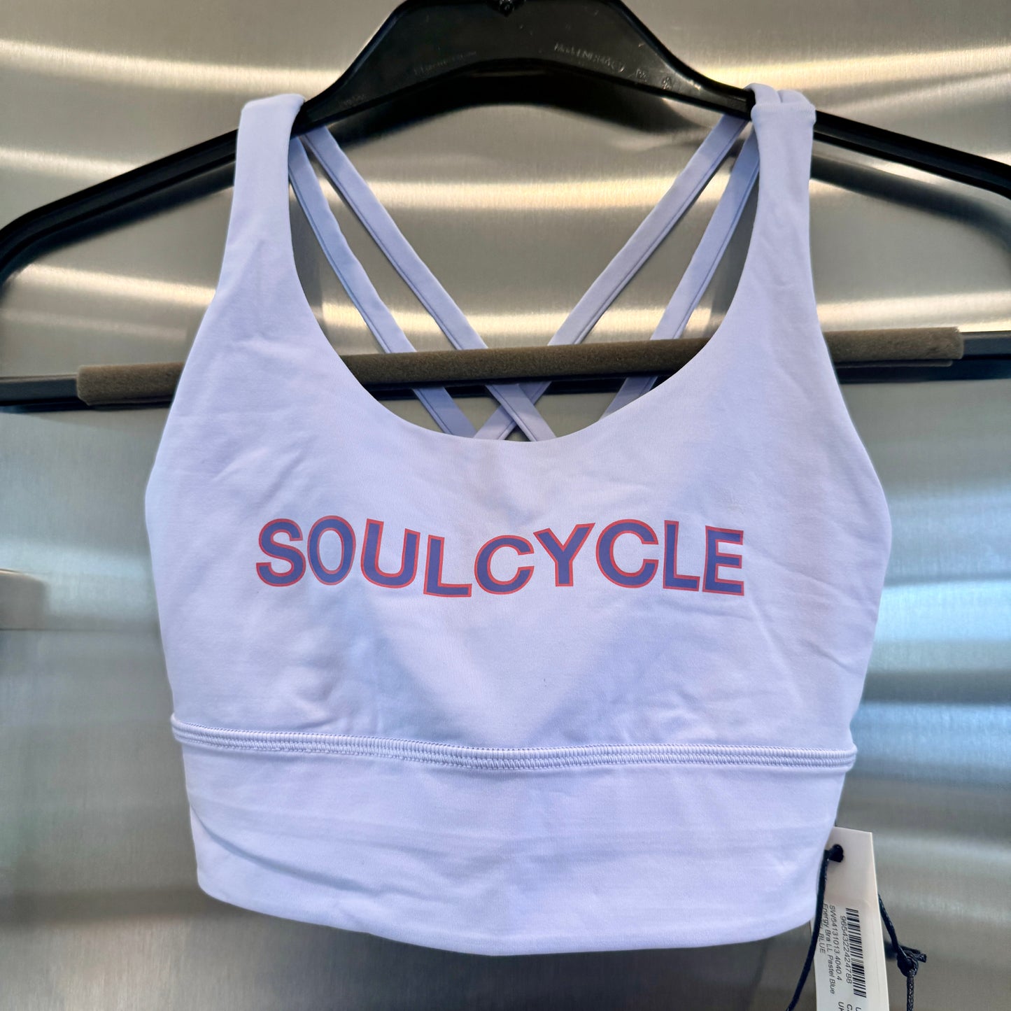Lululemon Energy Long Sports Bra in Pastel Blue Light Purple Soul Cycle