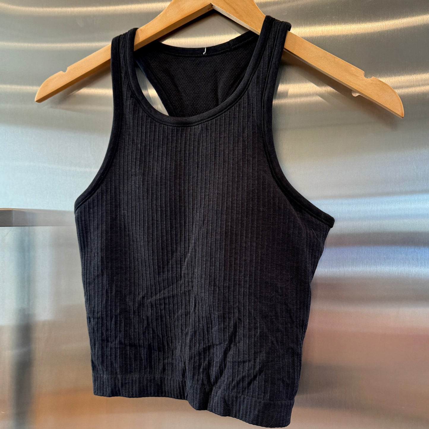 Lululemon Ebb to Street Ribbed Racerback Crop Tank Top Black / Dark Grey * Pre-Owned