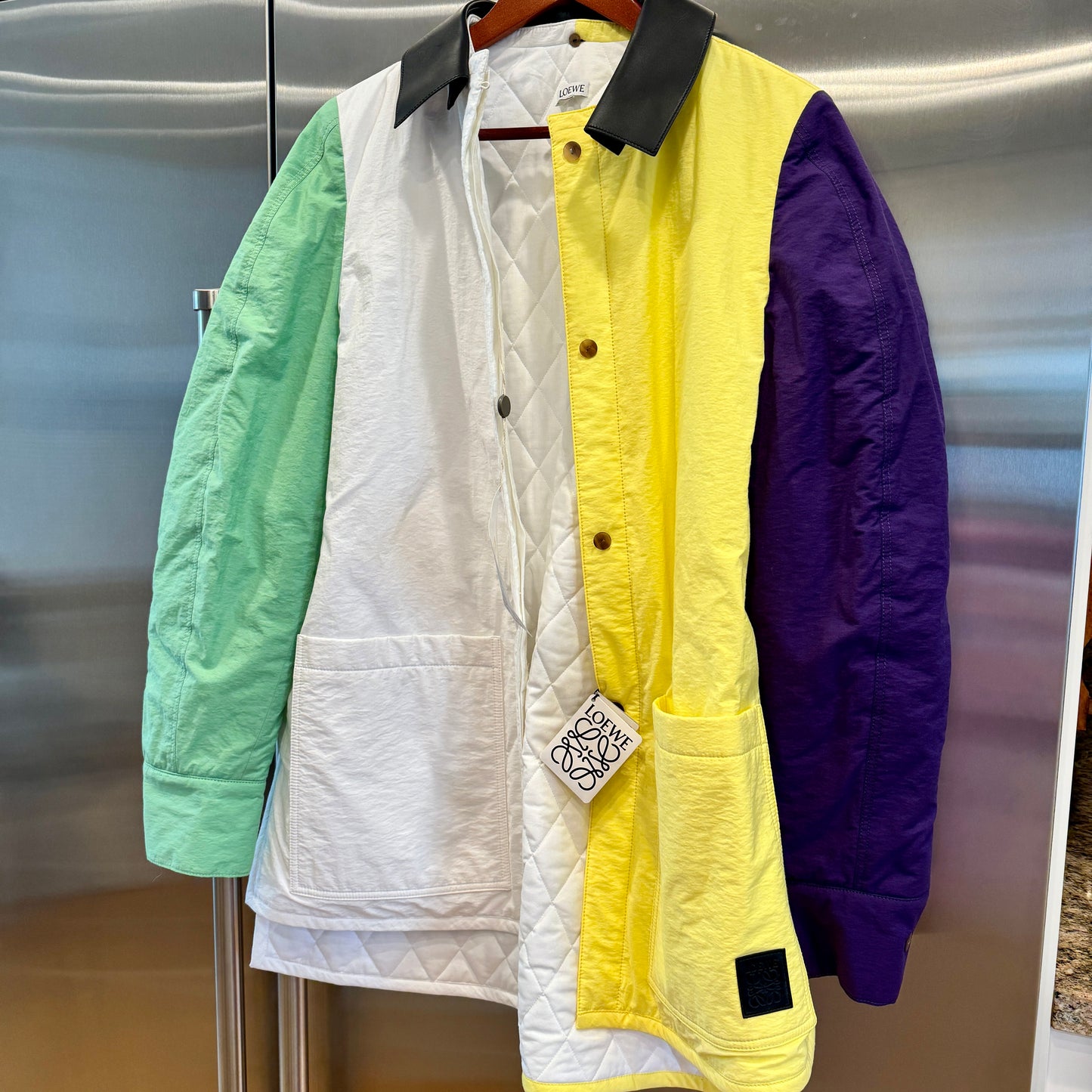 Loewe Padded Overshirt Multicolored Jacket Leather Collar Over shir multi