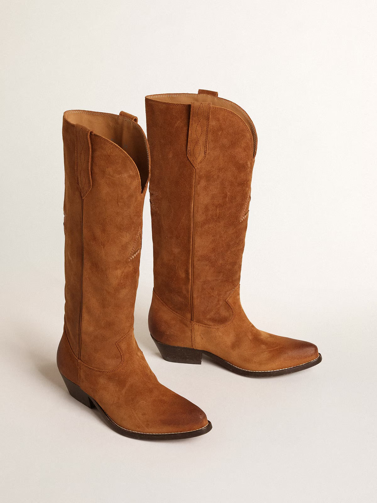 Golden Goose Wish Star Suede Leather Boots in Cognac Brown