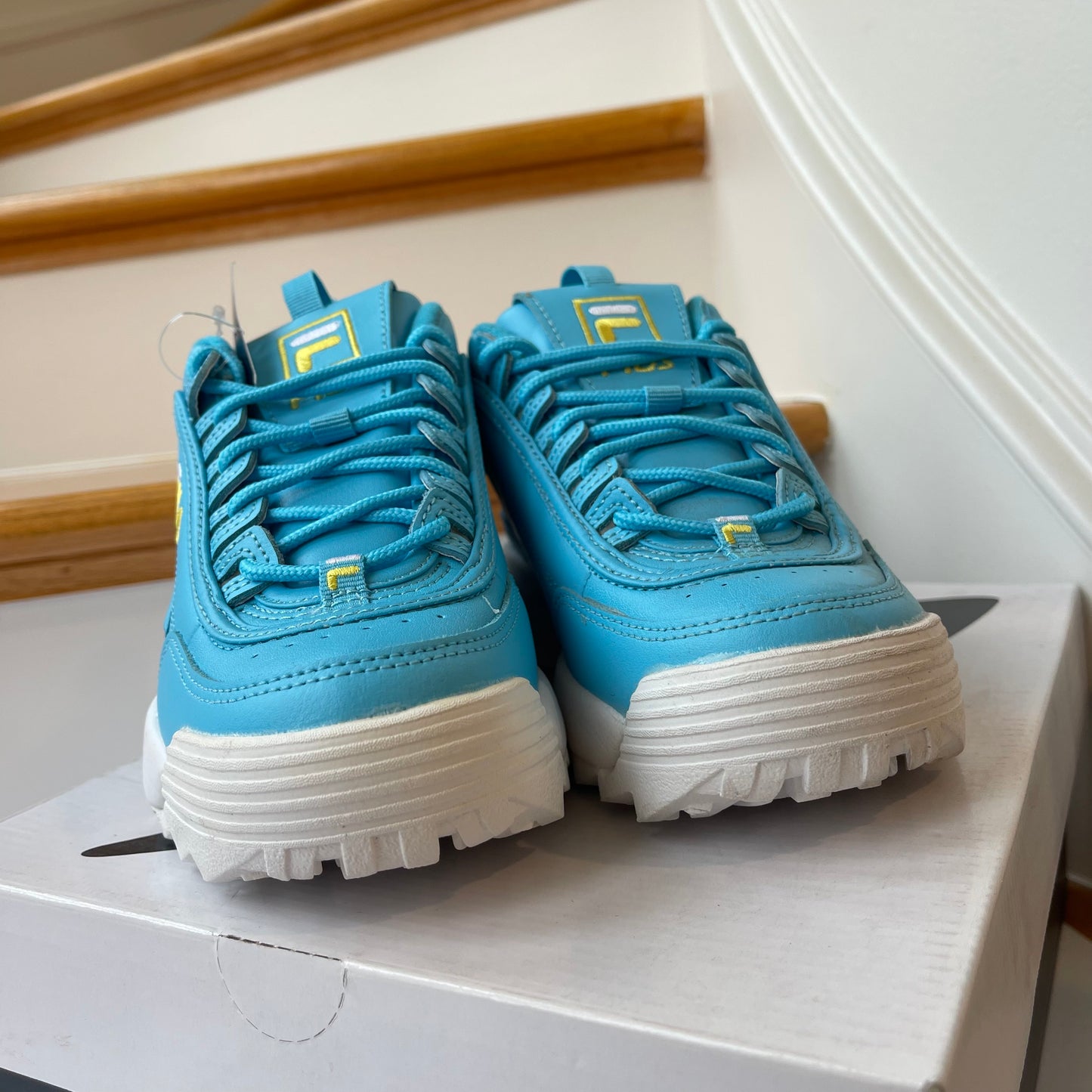 Fila Disruptor 2 Premium— blue with yellow - Women’s platform sneakers