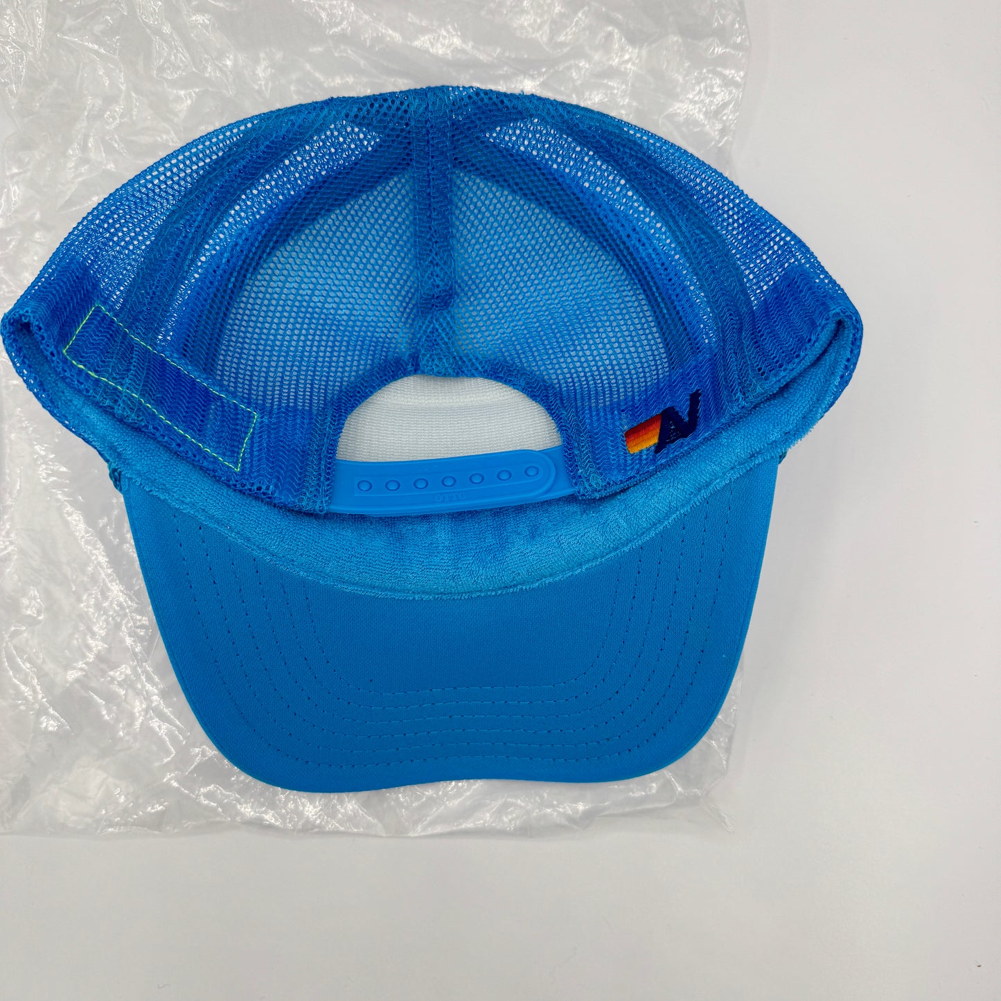Aviator Nation Palm Tree Festival Aspen Trucker Hat in Neon Blue