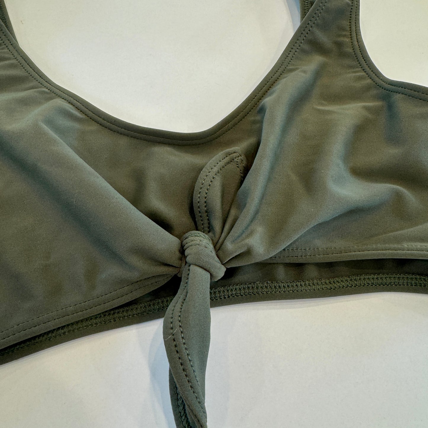 Lolli X Free People Collab Swim Top Olive Army Green Tie Front Bikini Like New Pre-Owned