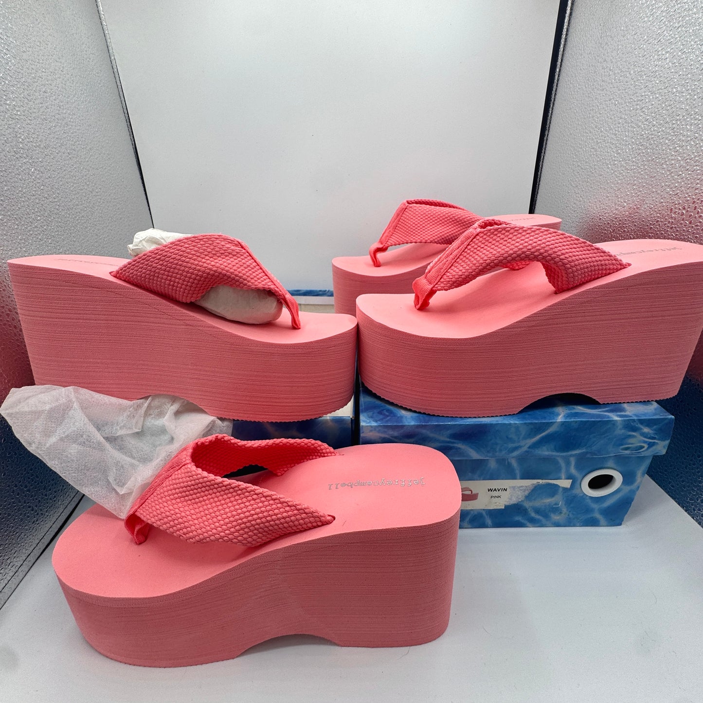 Jeffrey Campbell BUNDLE (2 Pairs) Wavin Platform Sandals Pink