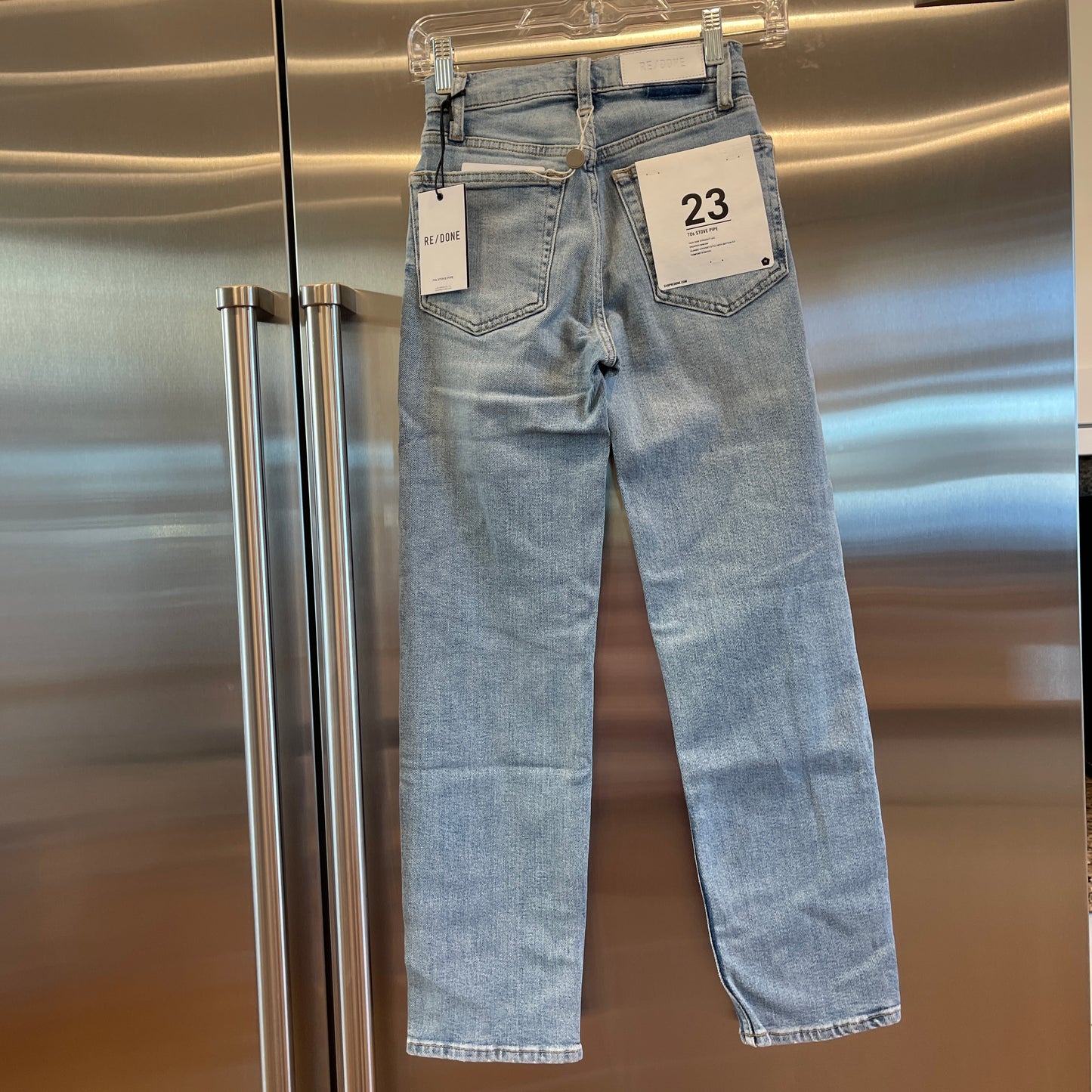 Redone 70s Stove Pipe Jeans Light Wash Ankle Cropped Re/Done Denim Jeans