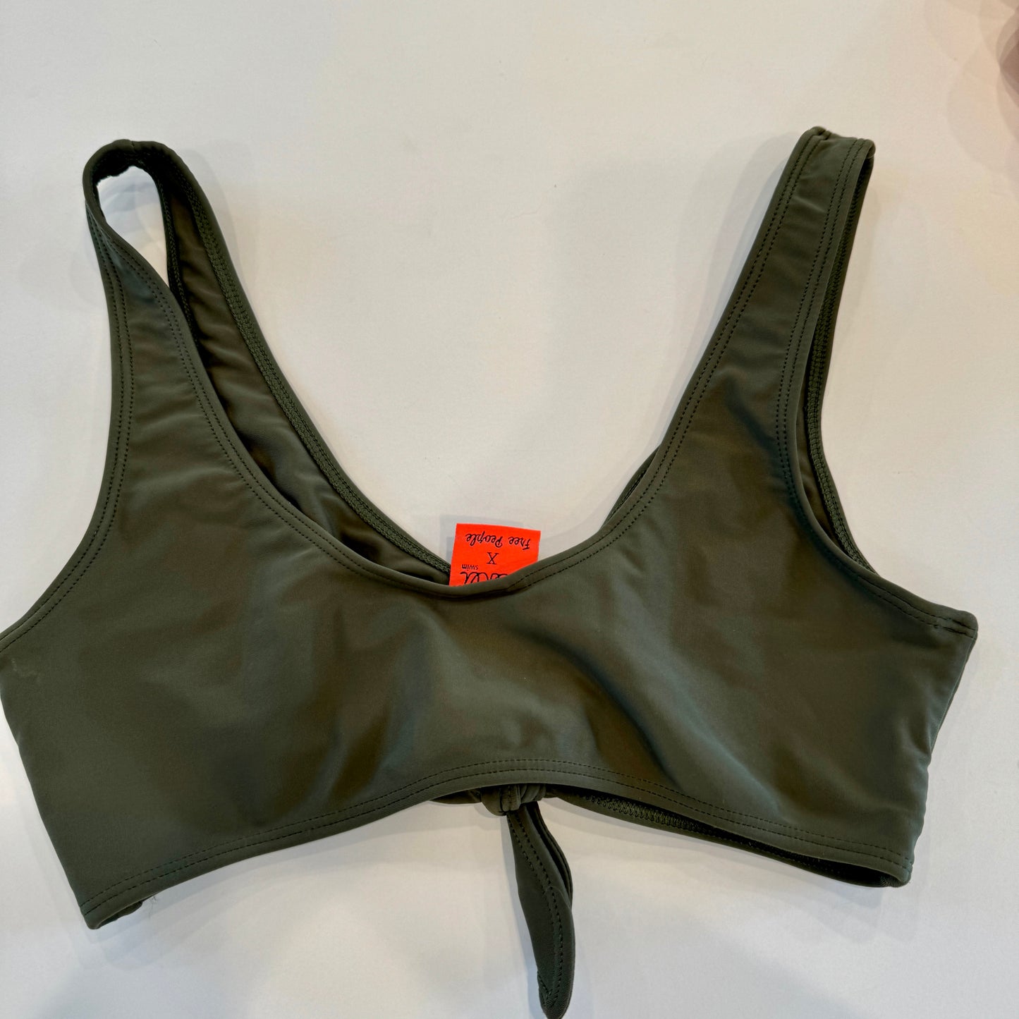 Lolli X Free People Collab Swim Top Olive Army Green Tie Front Bikini Like New Pre-Owned