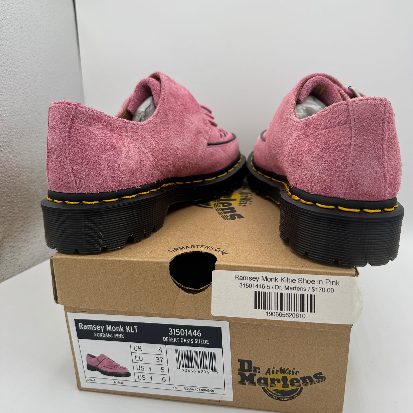 Dr. Marten Ramsey Monk KLT Creeper in Fondant Pink Suede Leather UNISEX