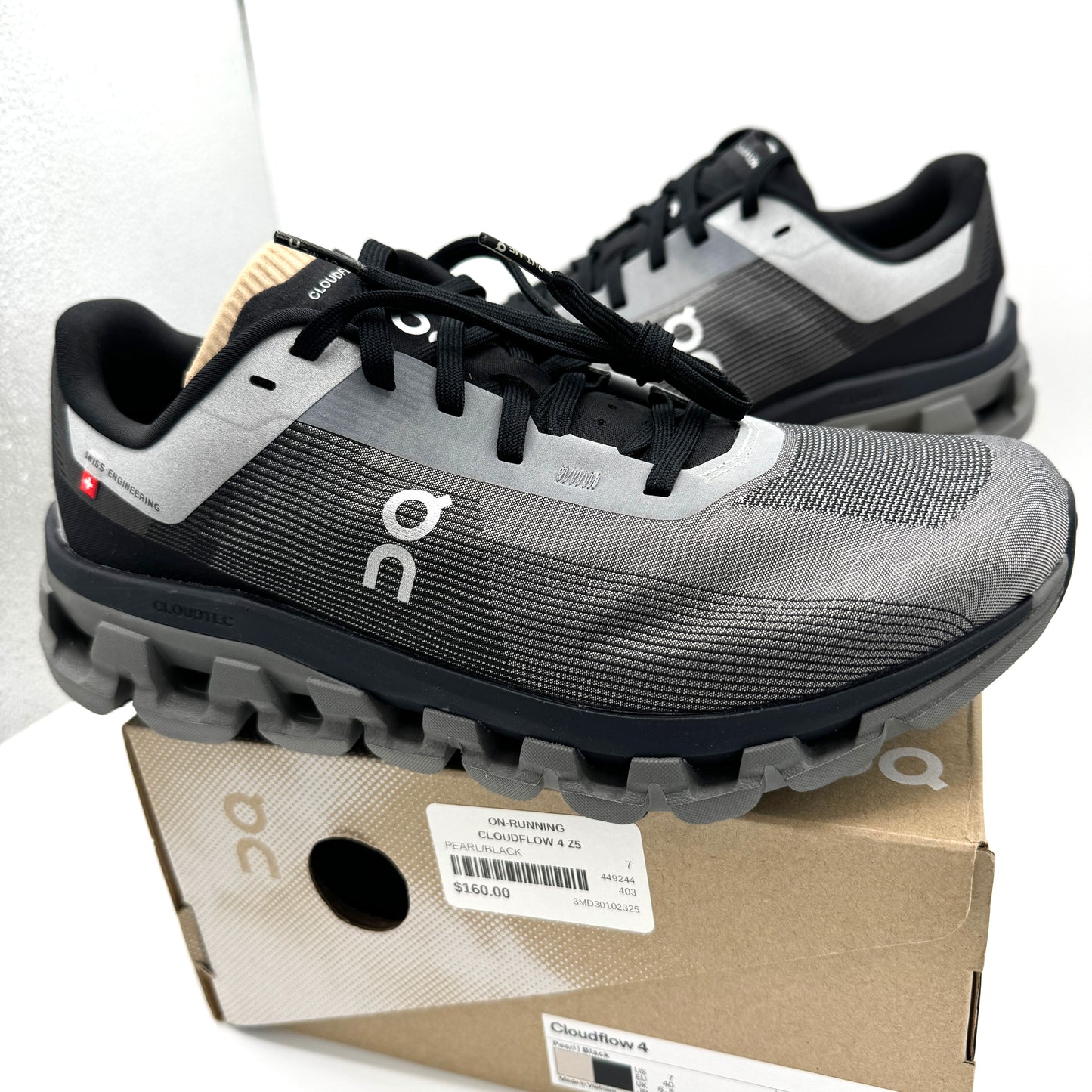 On Cloudflow 4 Z5 Running Shoes Athletic Black / White / Pearl — Men’s