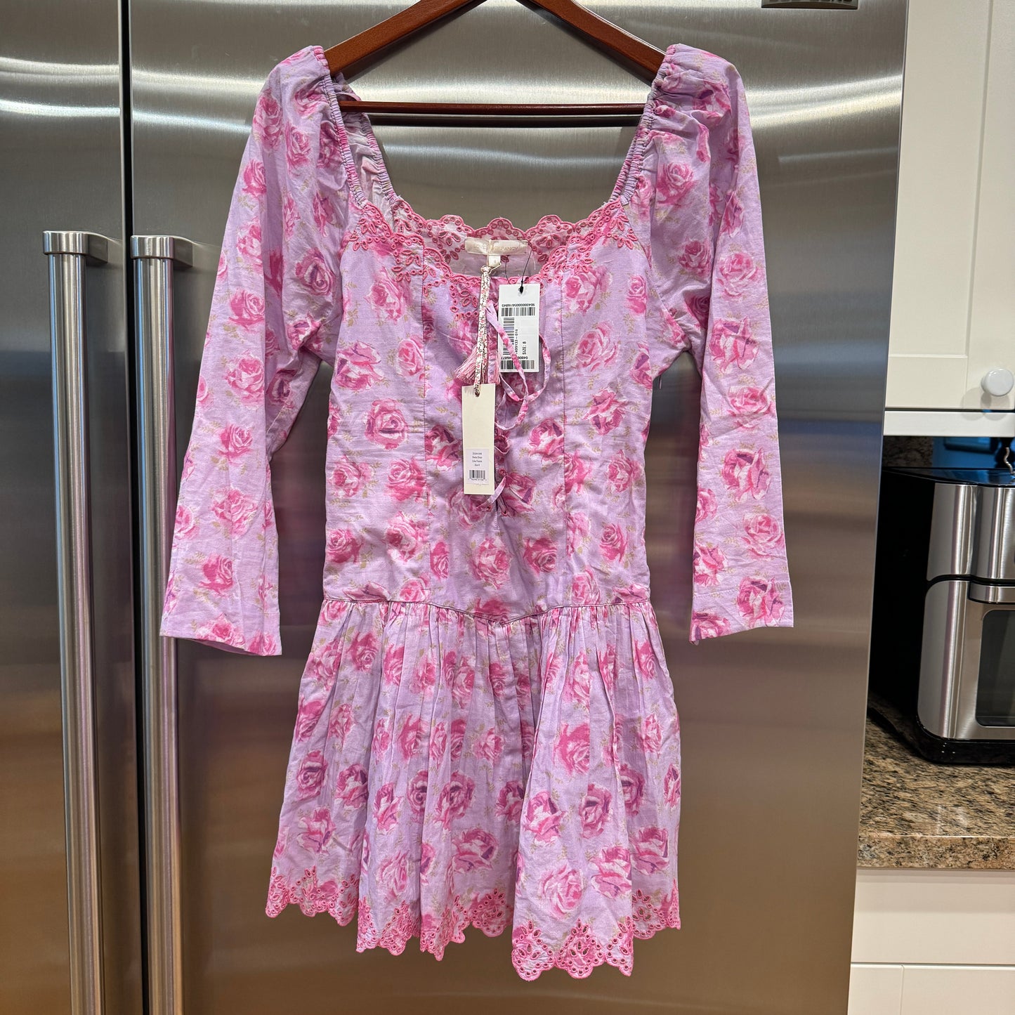 LoveShackFancy Deeba Mini Dress in Lilac Fusion Light Purple Floral