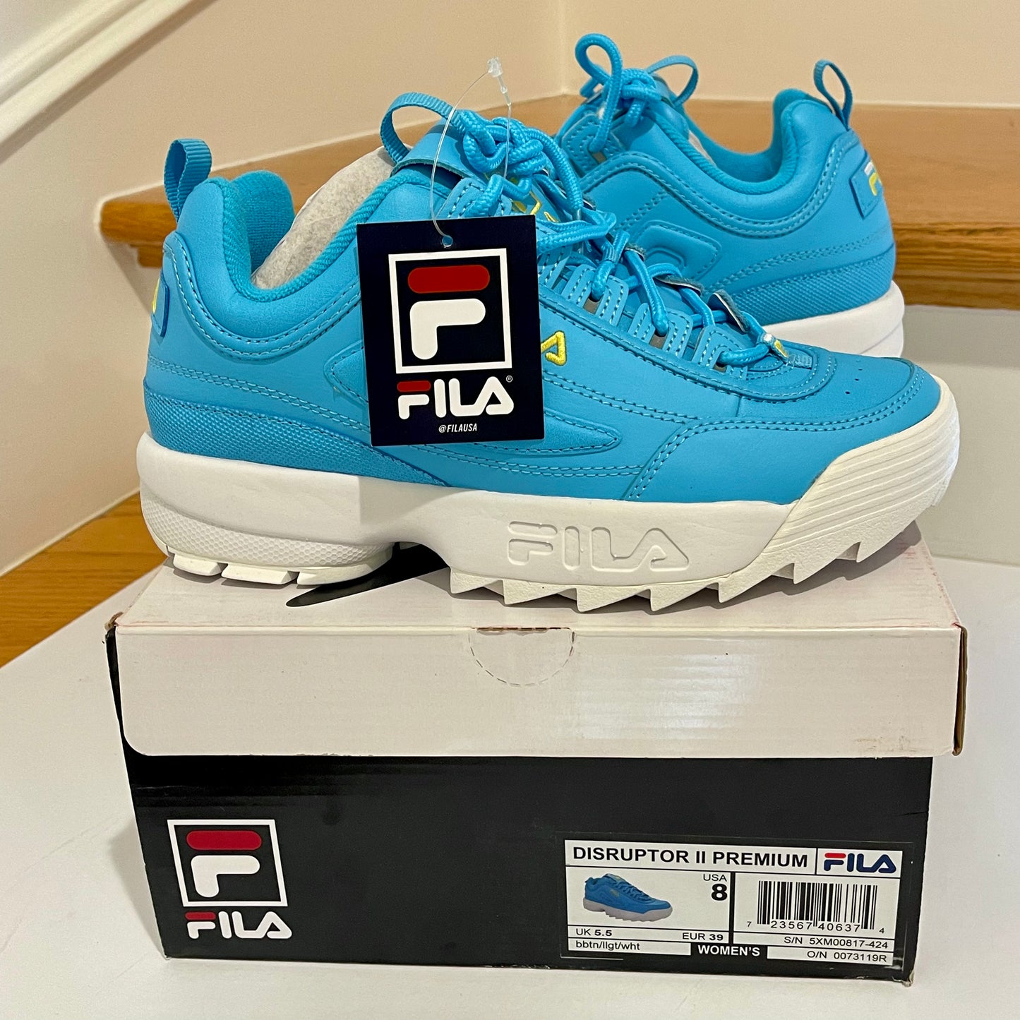 Fila Disruptor 2 Premium— blue with yellow - Women’s platform sneakers