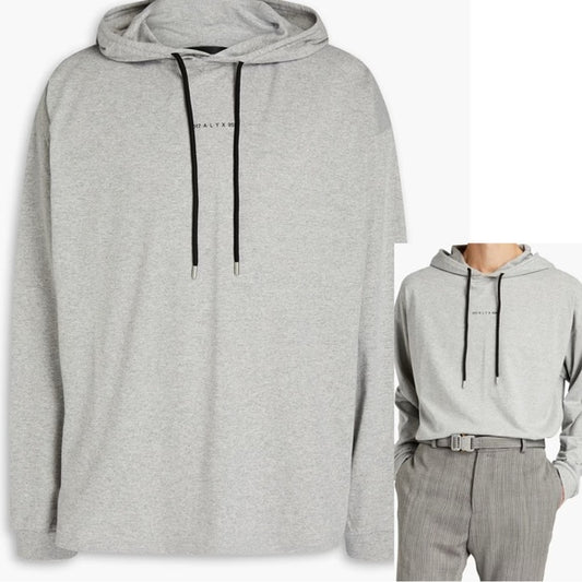 1017 Alyx 9SM grey lightweight sweatshirt cotton melange blend jersey hoodie