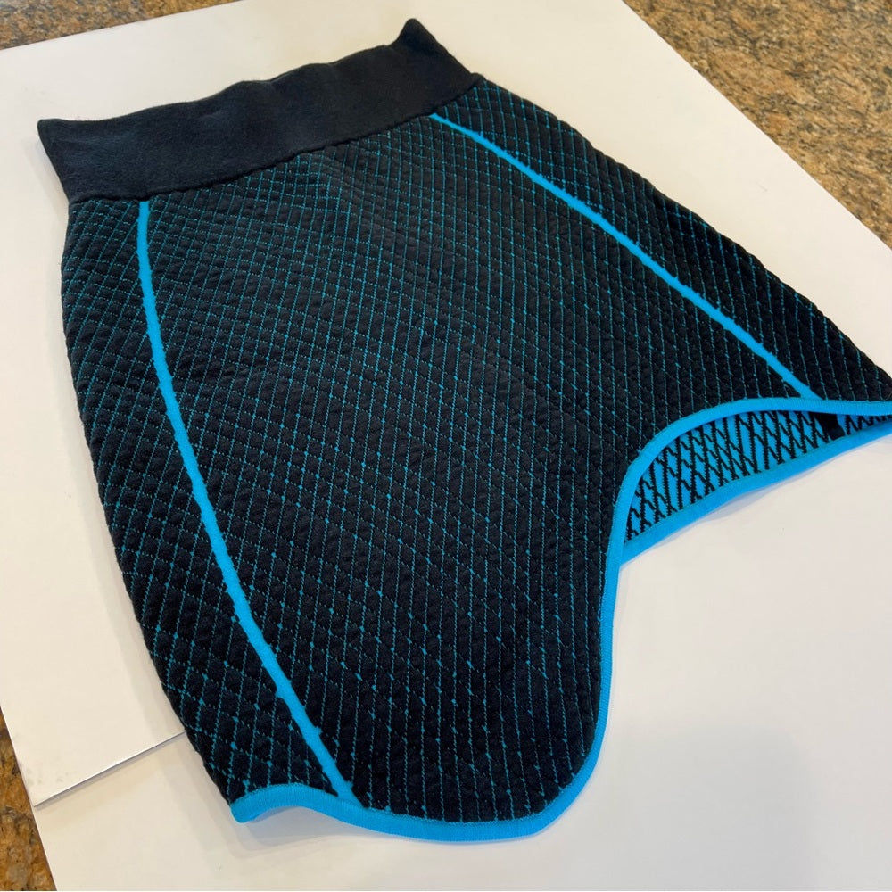 PH5 Wave Morose Wavy Mini Skirt - Black Rock with blue trim knit