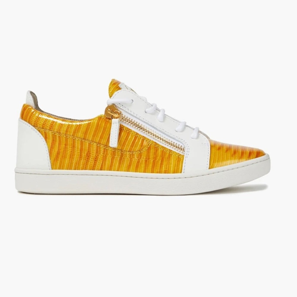 Giuseppe Zanotti Nicki Snake Leather sneaker in yellow / white