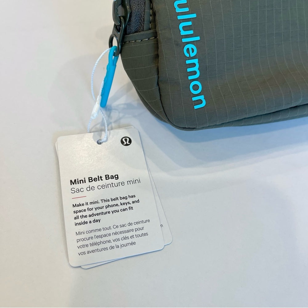 Lululemon Belt Bag Mini Carob Brown with Aqua Cyan Blue Mini Belt bag .7L Rare
