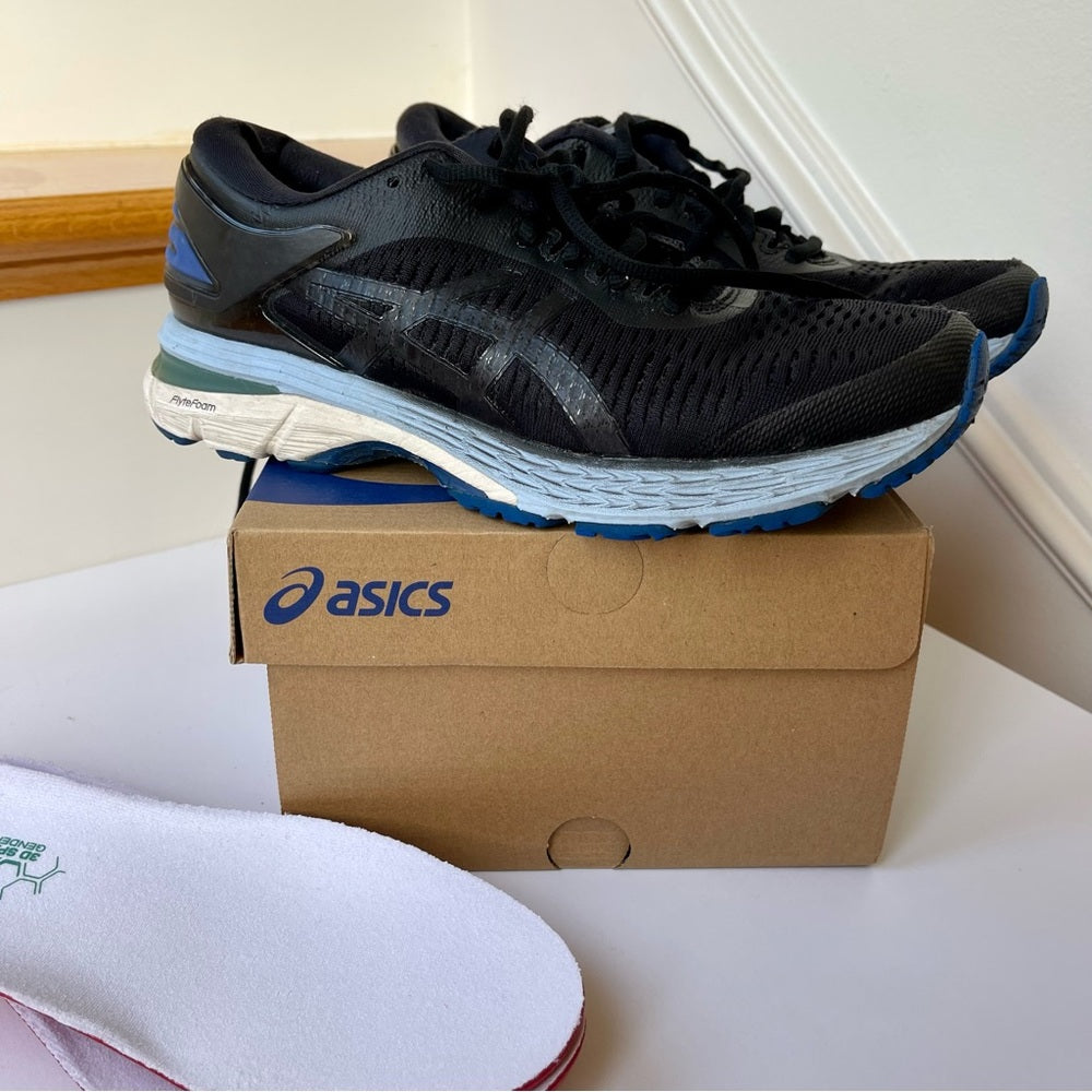 Asics Kayano 25 Womens Running Shoes - Black / blue . Stability shoe Pre-Owned