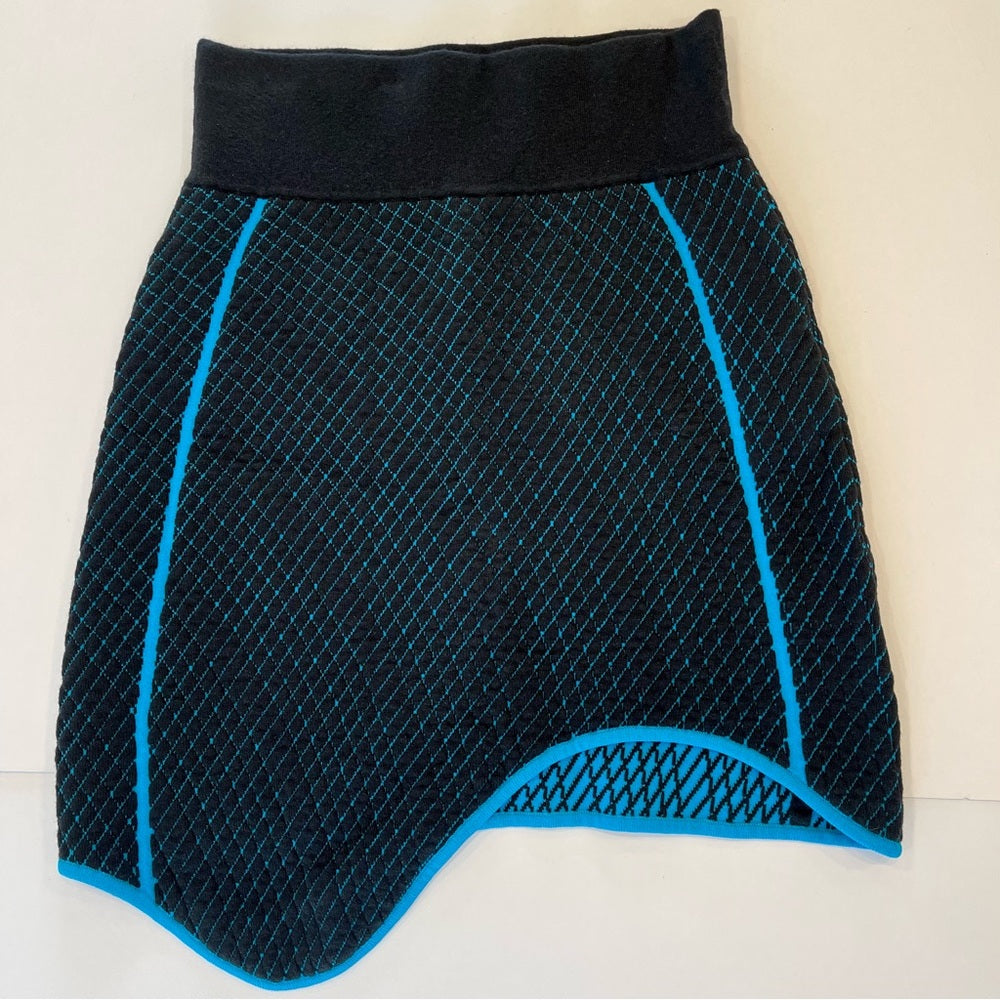 PH5 Wave Morose Wavy Mini Skirt - Black Rock with blue trim knit