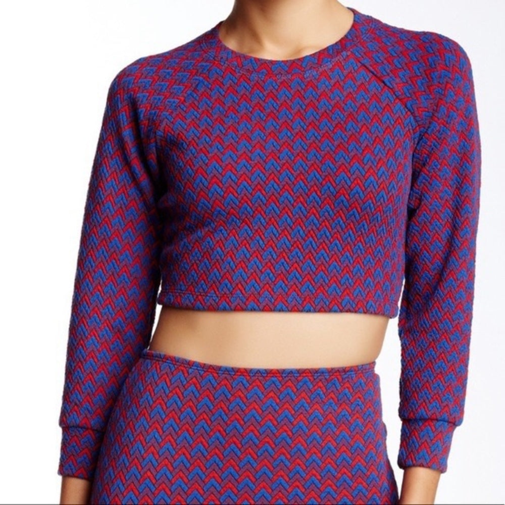 American apparel chevron jacquard red blue cropped top Excellent Used Condition