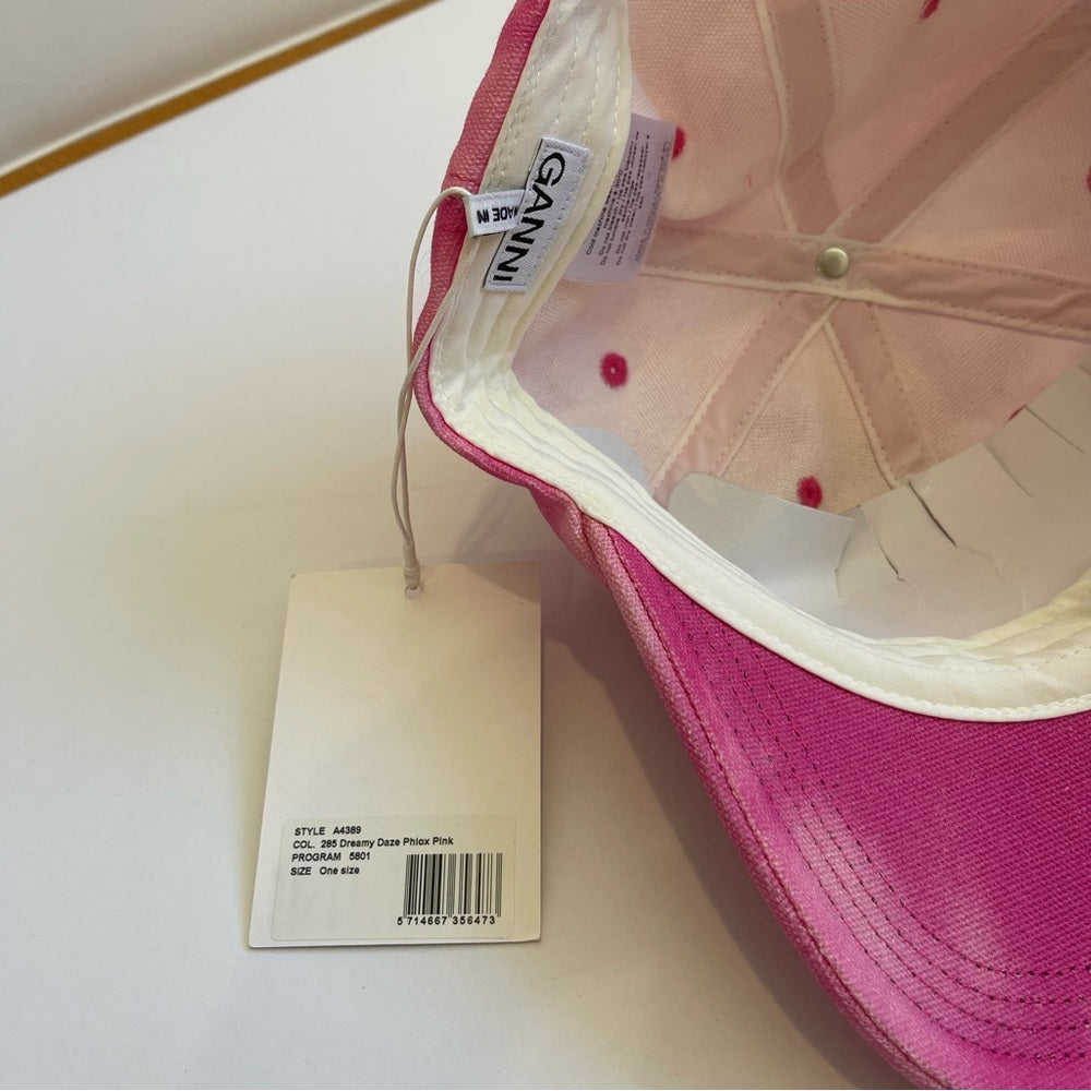 Ganni Canvas Tie Dye Pink Baseball Cap Hat