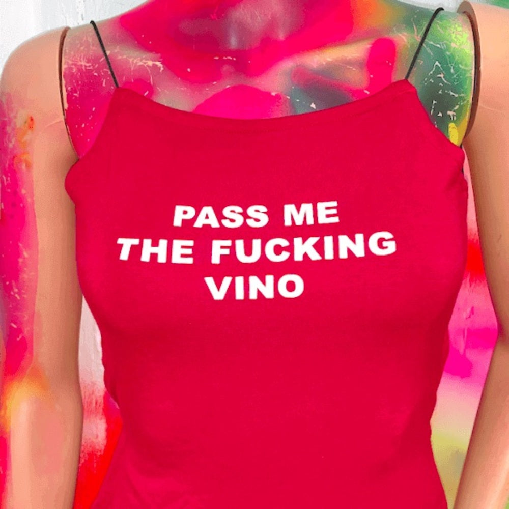 Omighty pass me the vino strappy back tank top in red