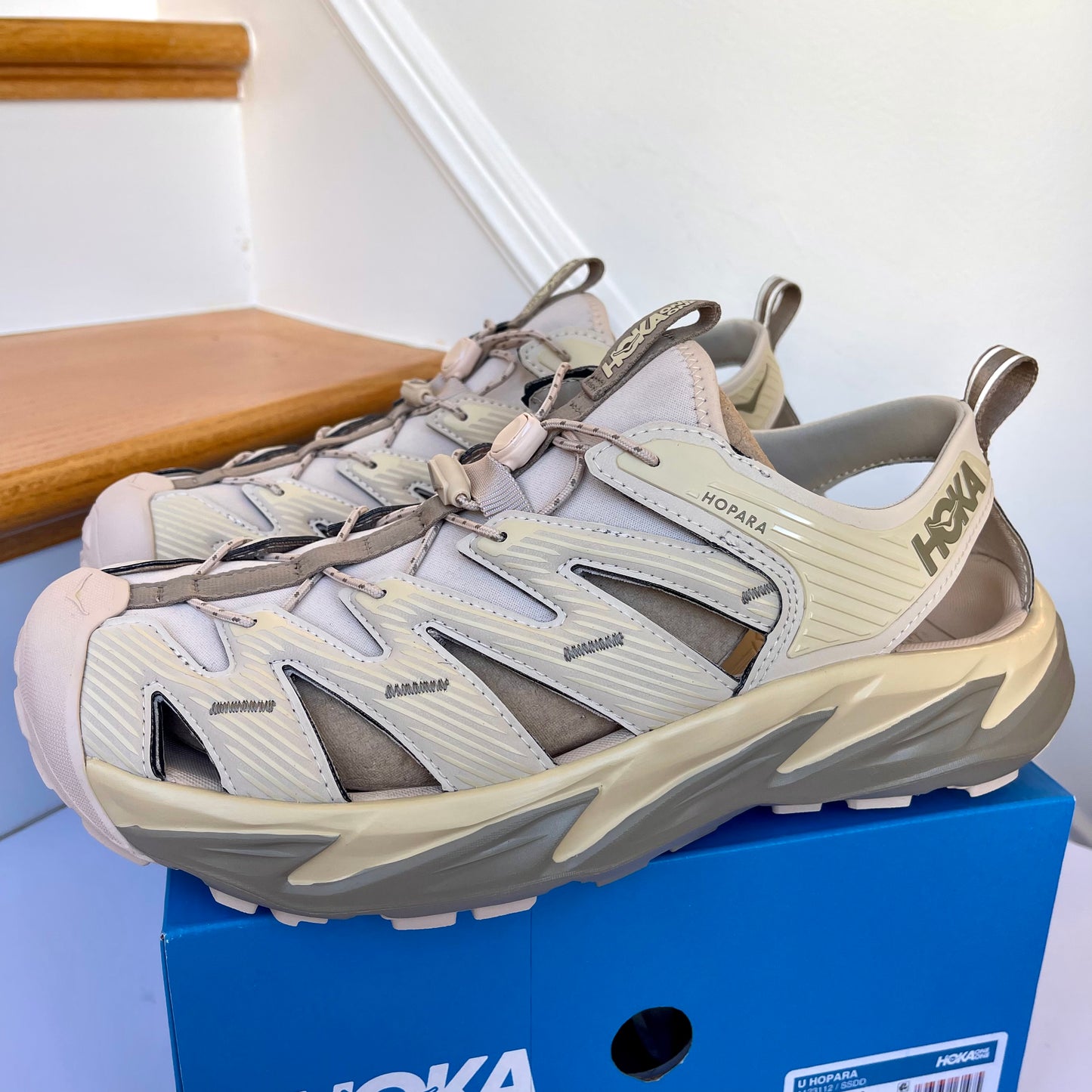 Hoka Hopara Hiking Sandal Wet / Dry shoe in Shifting Sand / Dune beige shoes