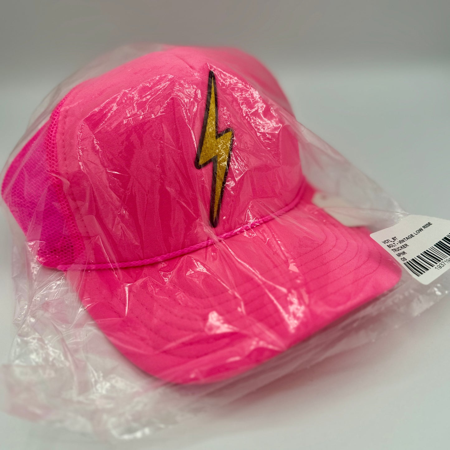 Aviator Nation Pink Bolt Hat embroidered lightning patch neon trucker cap