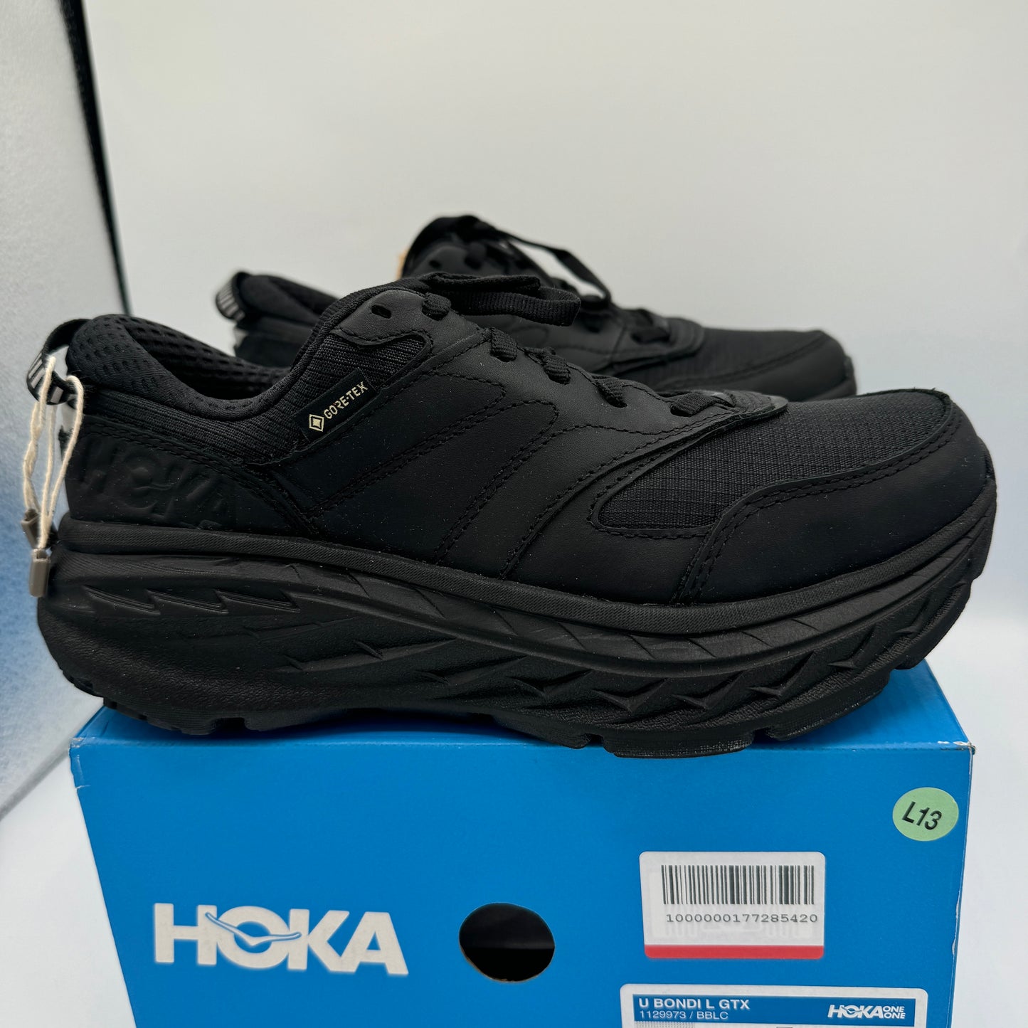 Hoka Bondi L Leather U Unisex GoreTex Black Cushioned Shoes BBLC Waterproof