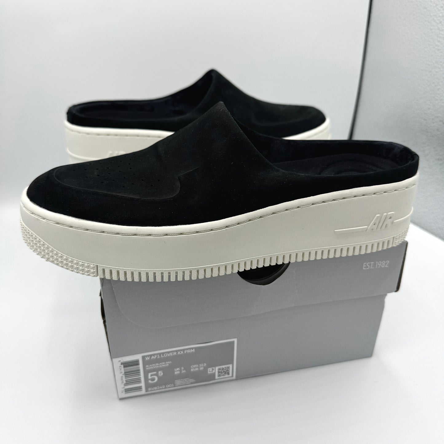 Nike Air Force 1 Lover XX Black Suede Leather Slip On Mule Platform sneakers