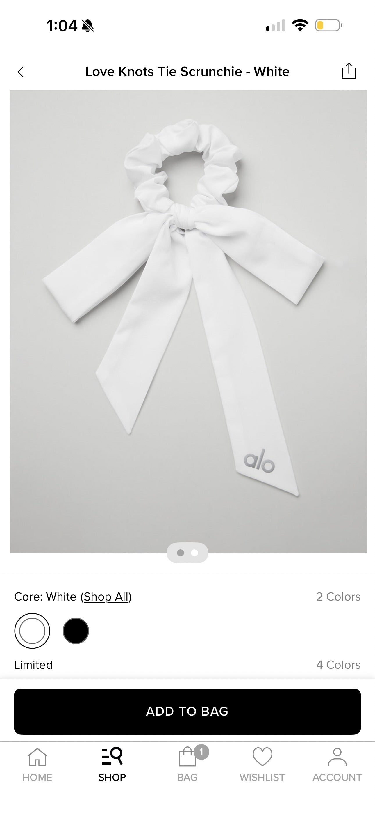 Alo Yoga (Bundle) 2x Love Knots Hair Tie Scrunchies — White