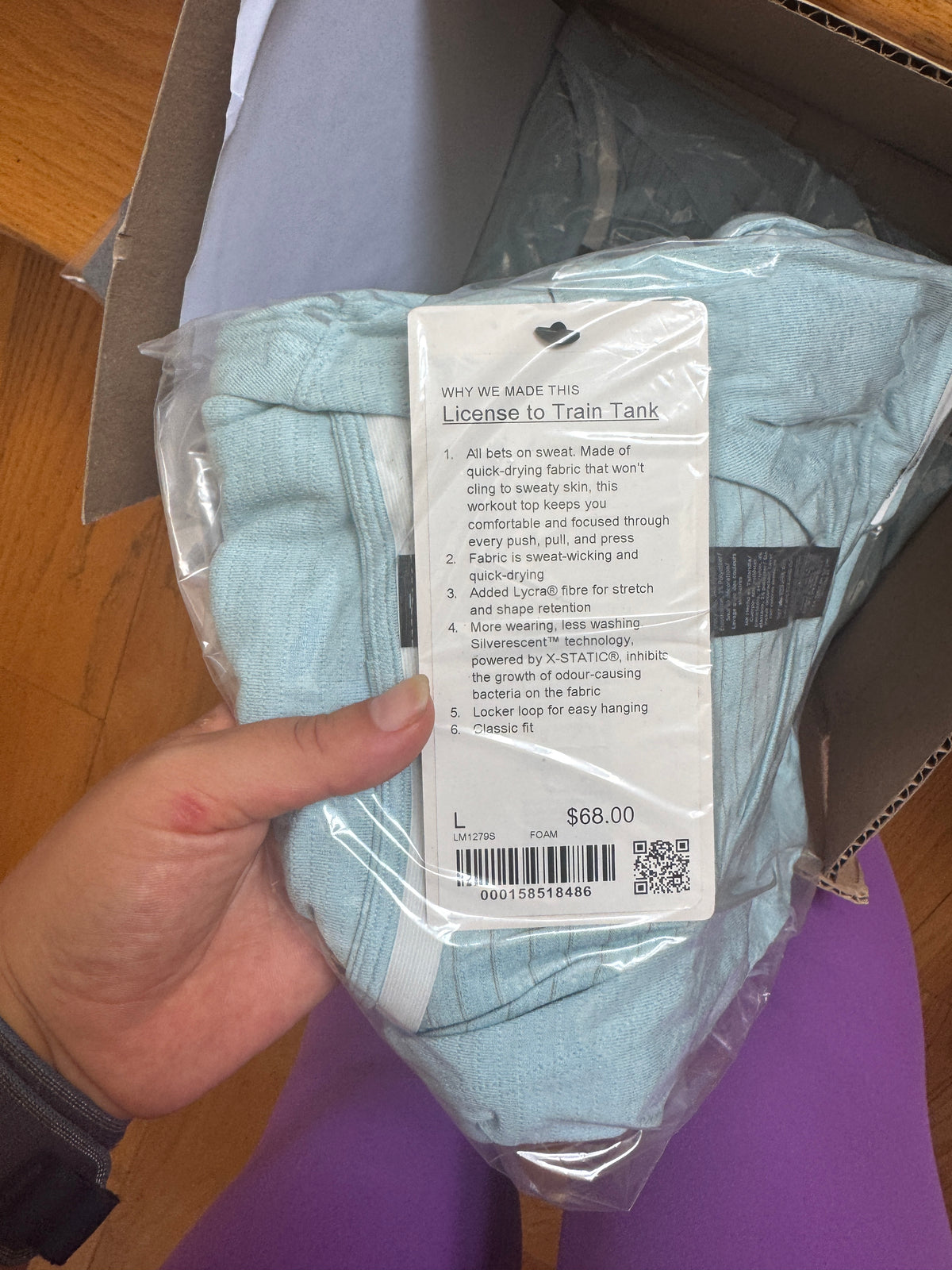 Lululemon License to Train Top , Mens Tank Top in Foam Cloud Blue