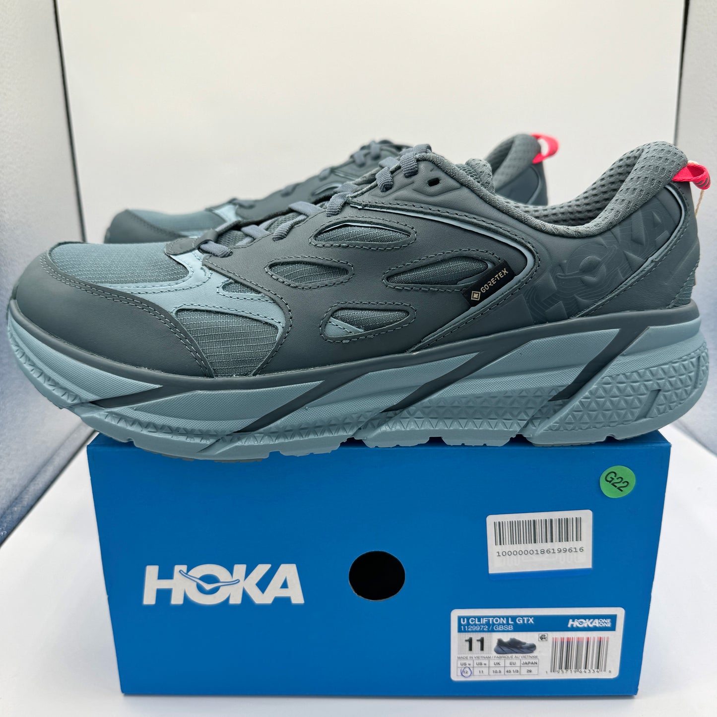 Hoka Clifton Leather Gore-Tex Waterproof Unisex Goblin Stone Blue GBSB