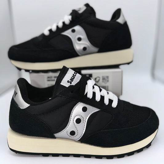 Saucony Jazz Vintage Classic Sneakers Black White Silver Original Runners