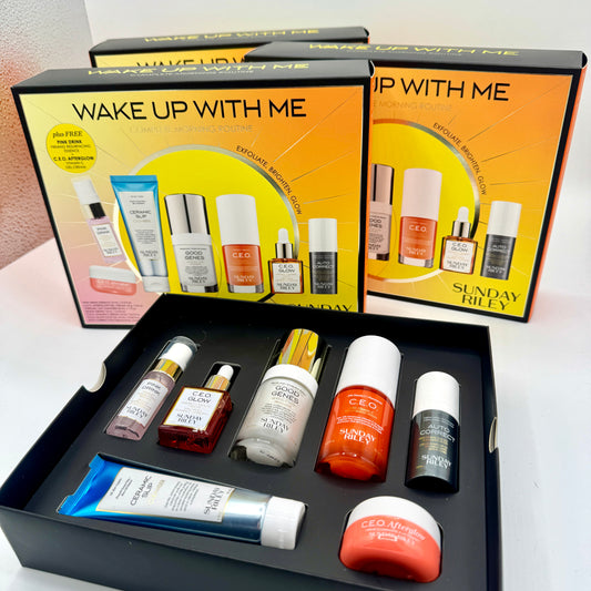 Sunday Riley BUNDLE of 3x Wake Up With Me Skincare Kits Morning Routine