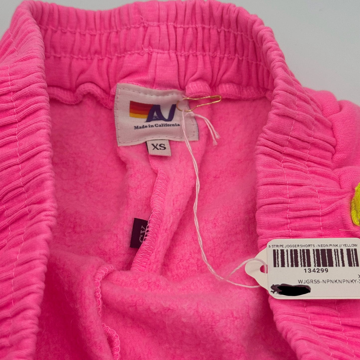 Aviator Nation 5 Stripe Jogger Shorts in Neon Pink - RARE / Discontinued