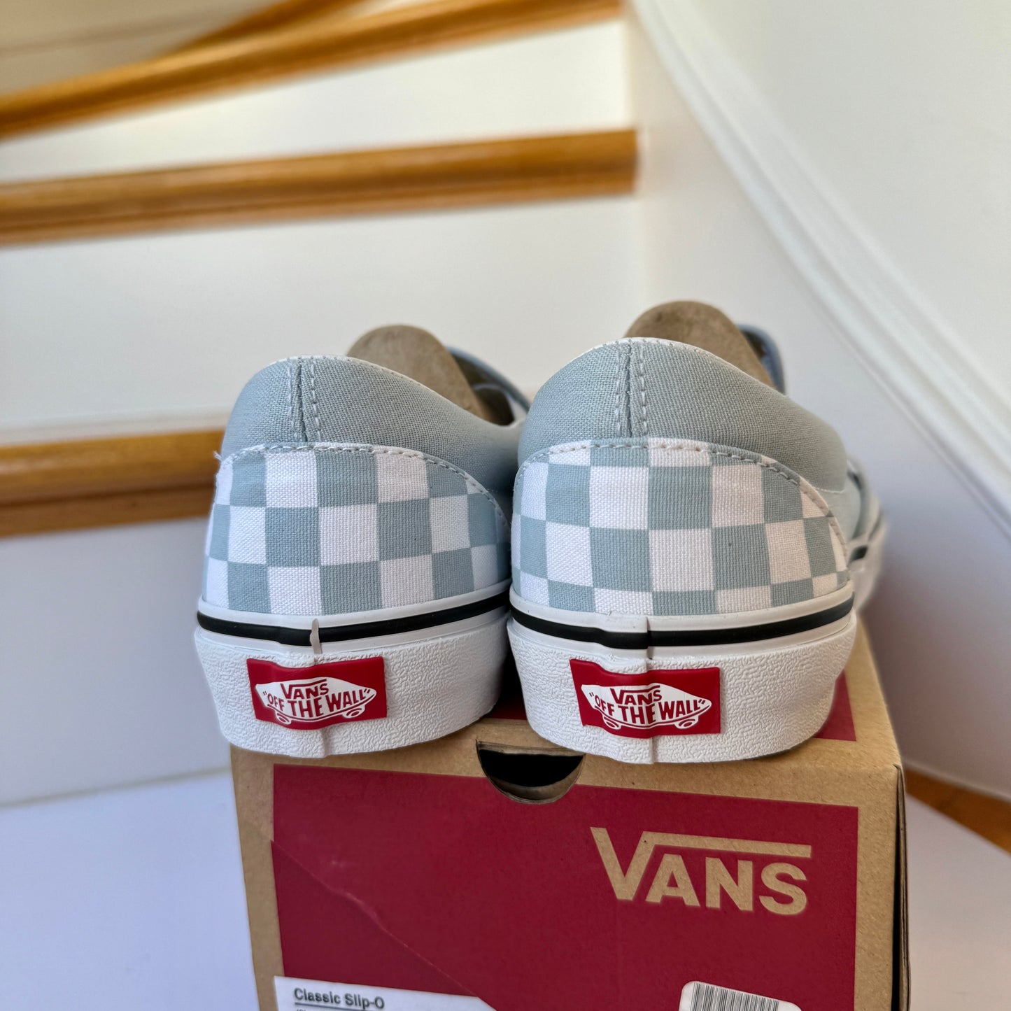 Vans Slip-On Classic Skate Shoes Checkerboard Baby Blue Shoes Classic Unisex