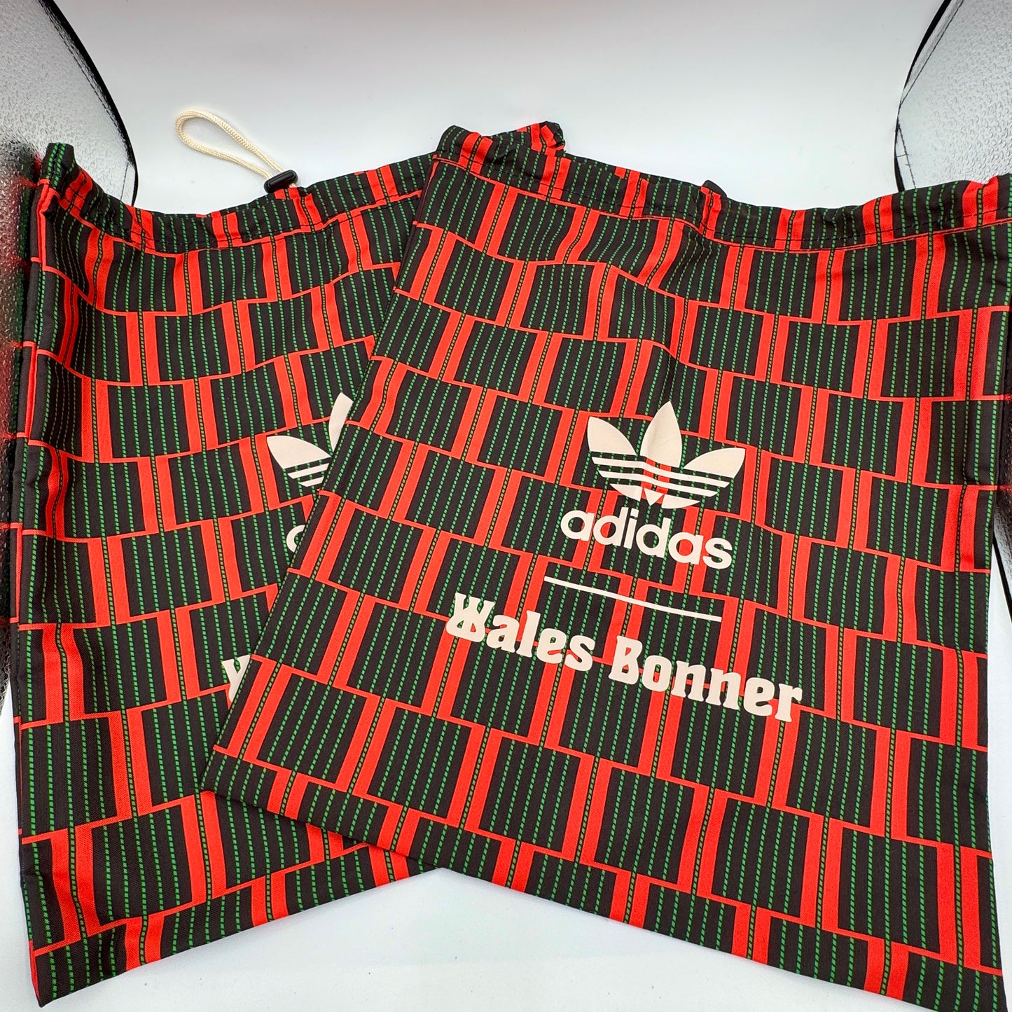 (2) Wales Bonner x Adidas Footwear Dustbags Samba Collab in Multi Red Pattern , Brand New Unused
