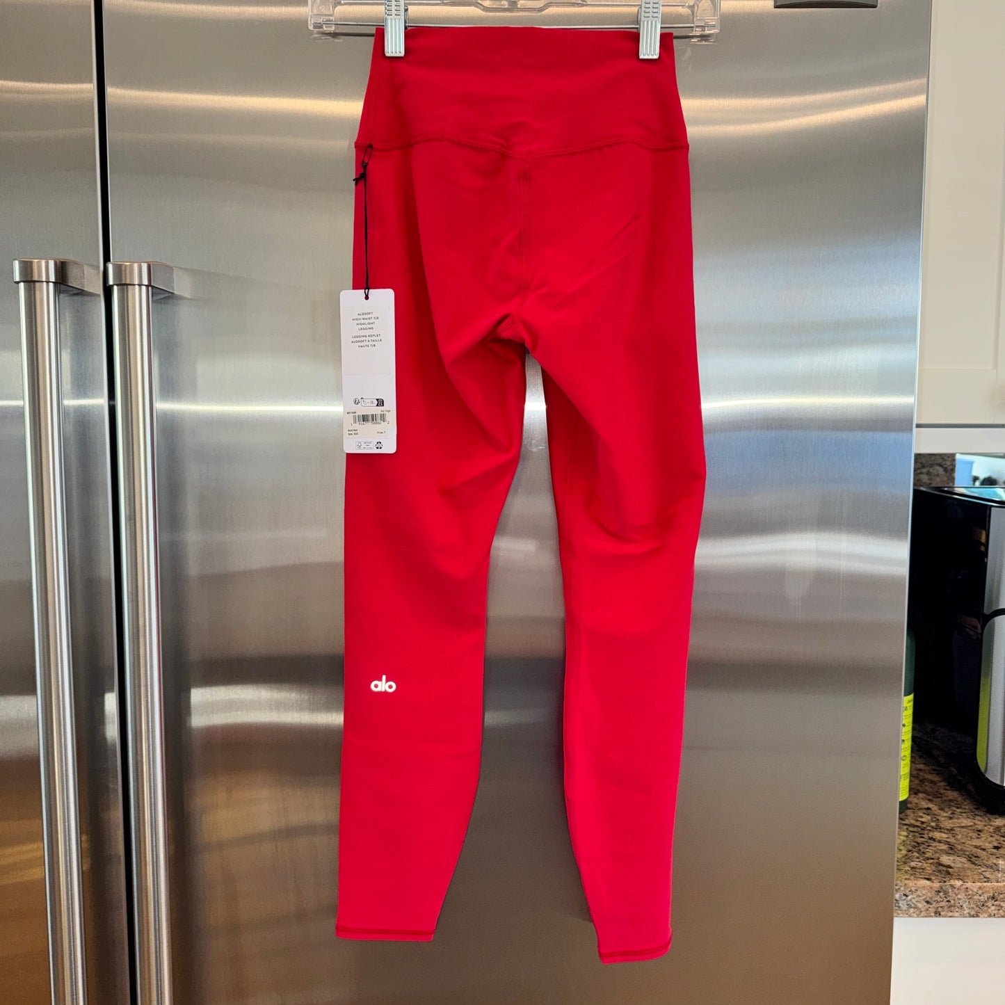 Alo Bold Red Alosoft Leggings High Waisted 7/8 Pants