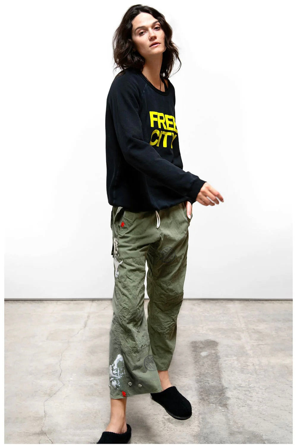 Freecity Unisex Crewneck Sweatshirt- Black / Yellow