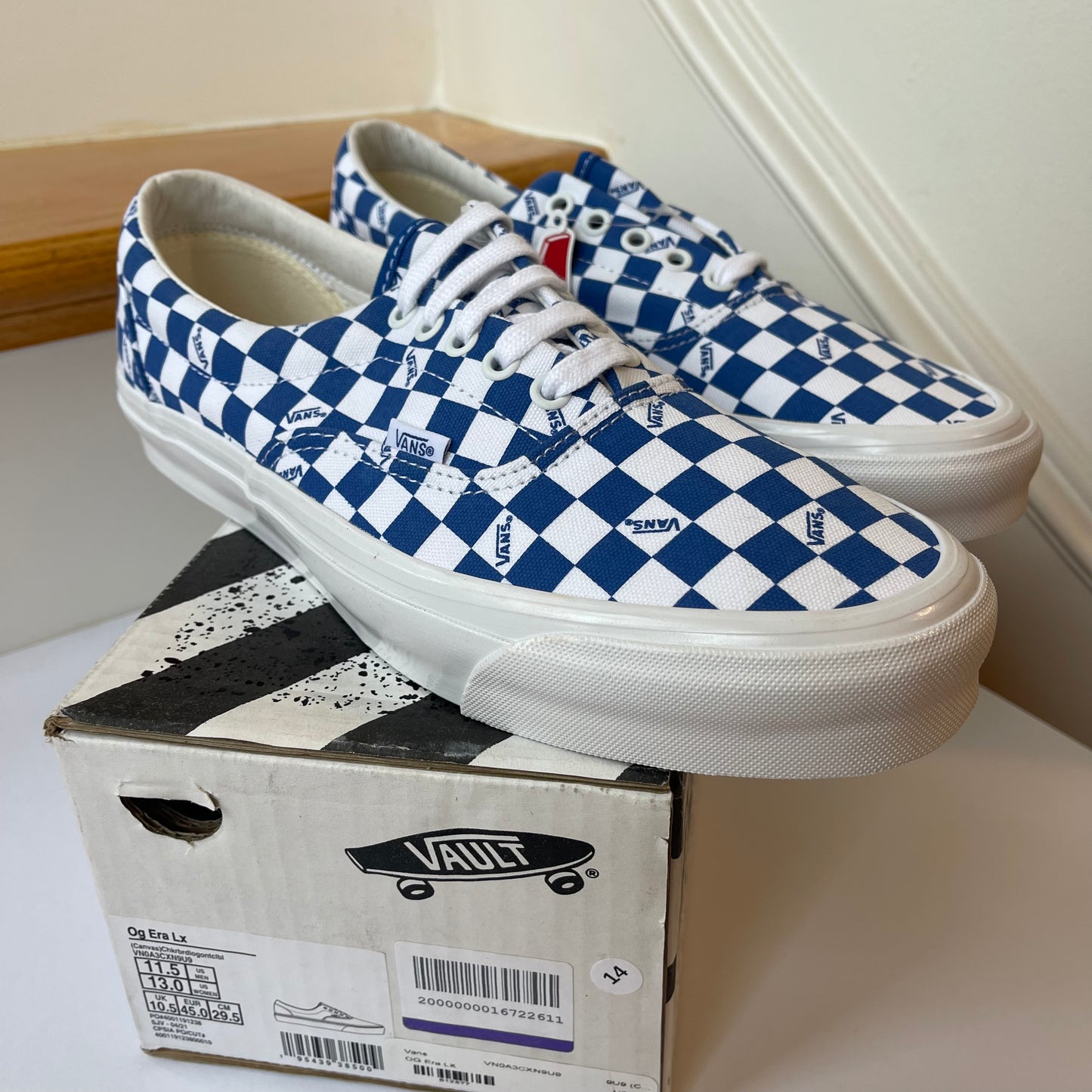 Vans OG Era LX Lace Up Sneakers in blue logo checkerboard classic sneakers