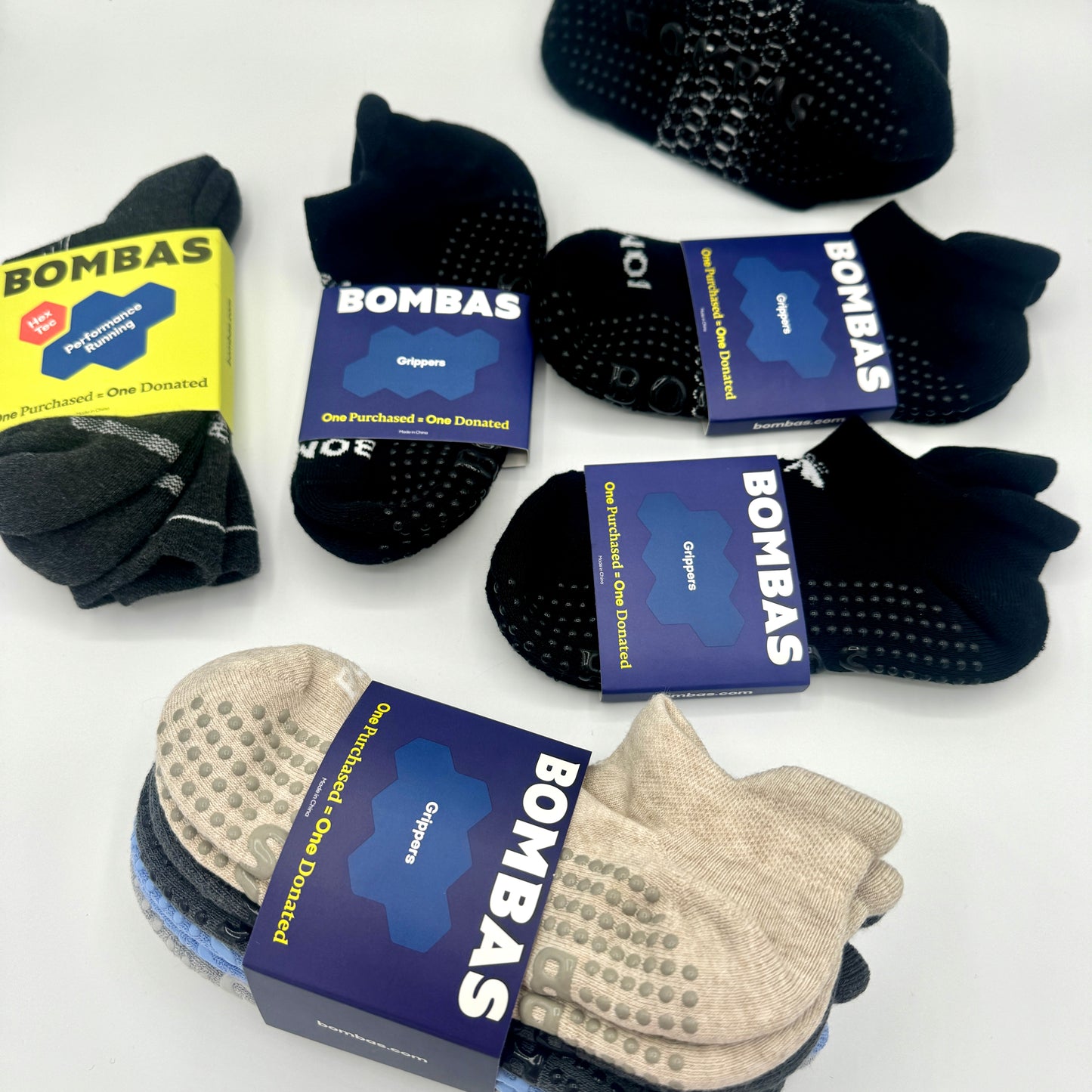 Bombas Bundle: 9 Pairs Grip Socks BUNDLE Grippers Athletic Pilates Multicolor