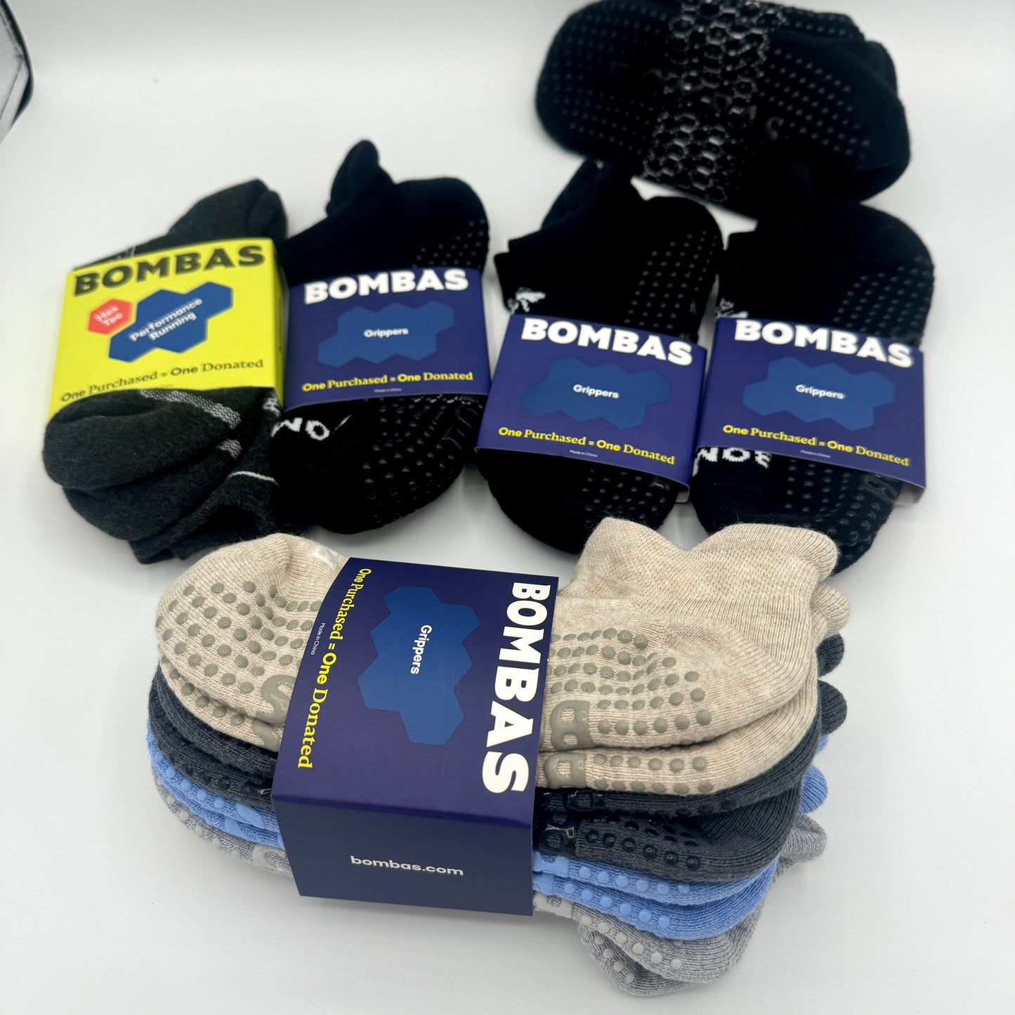 Bombas Bundle: 9 Pairs Grip Socks BUNDLE Grippers Athletic Pilates Multicolor