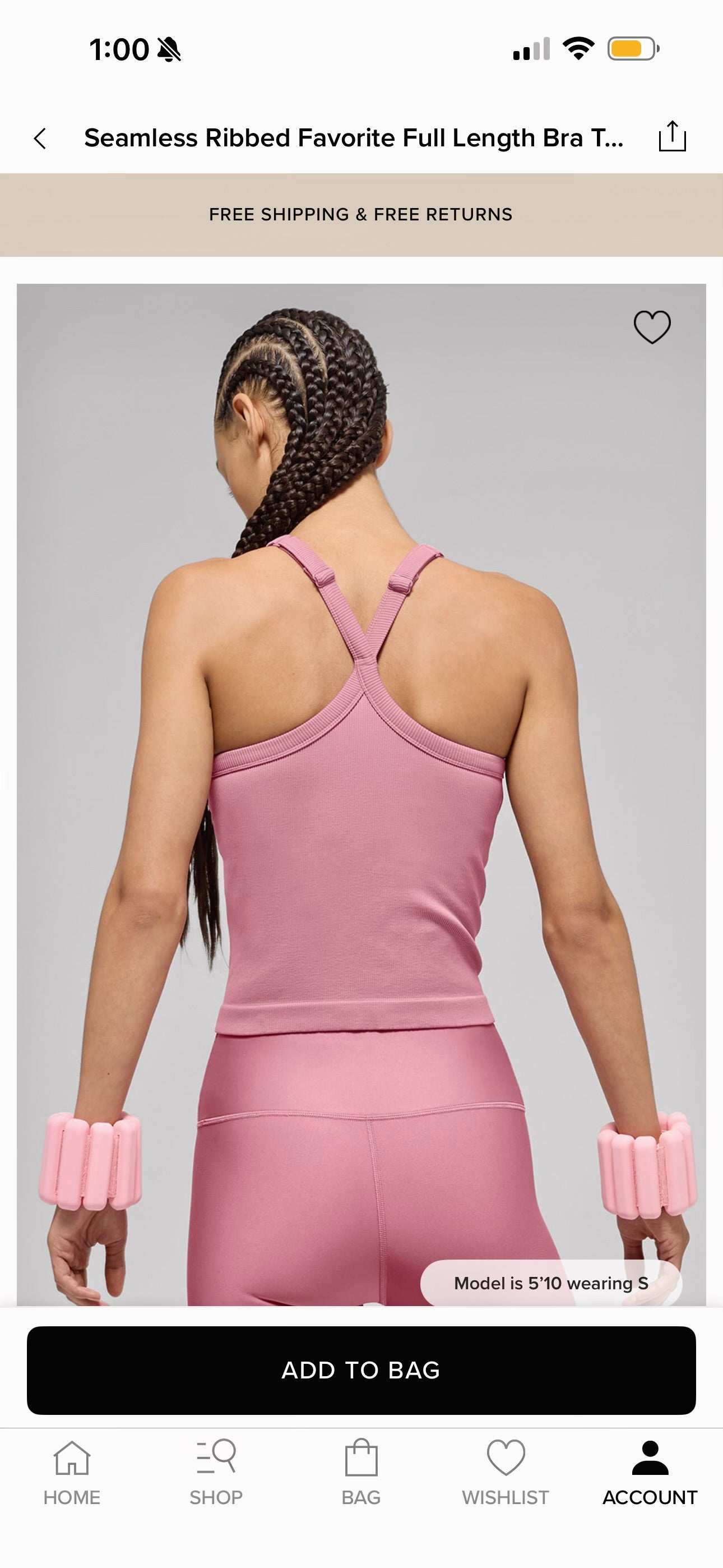 Alo Matching Set- Match Point Shorts and Seamless Ribbed Favorite Full Length Bra Tank Top in Pink Wild Rose