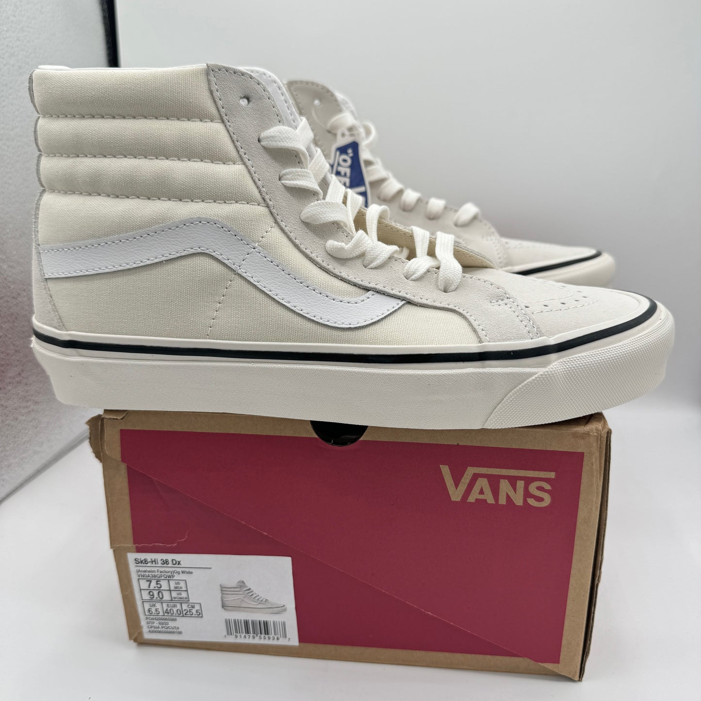 Vans Sk8 Hi 38 DX Cream OG White Anaheim Factory Edition UNISEX Brand New Sneakers